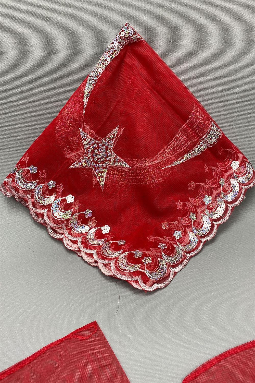 Toptan Simli Gelin Duvağı ve Ay Yıldızlı Damat Örtüsü Takı Kurdele Seti