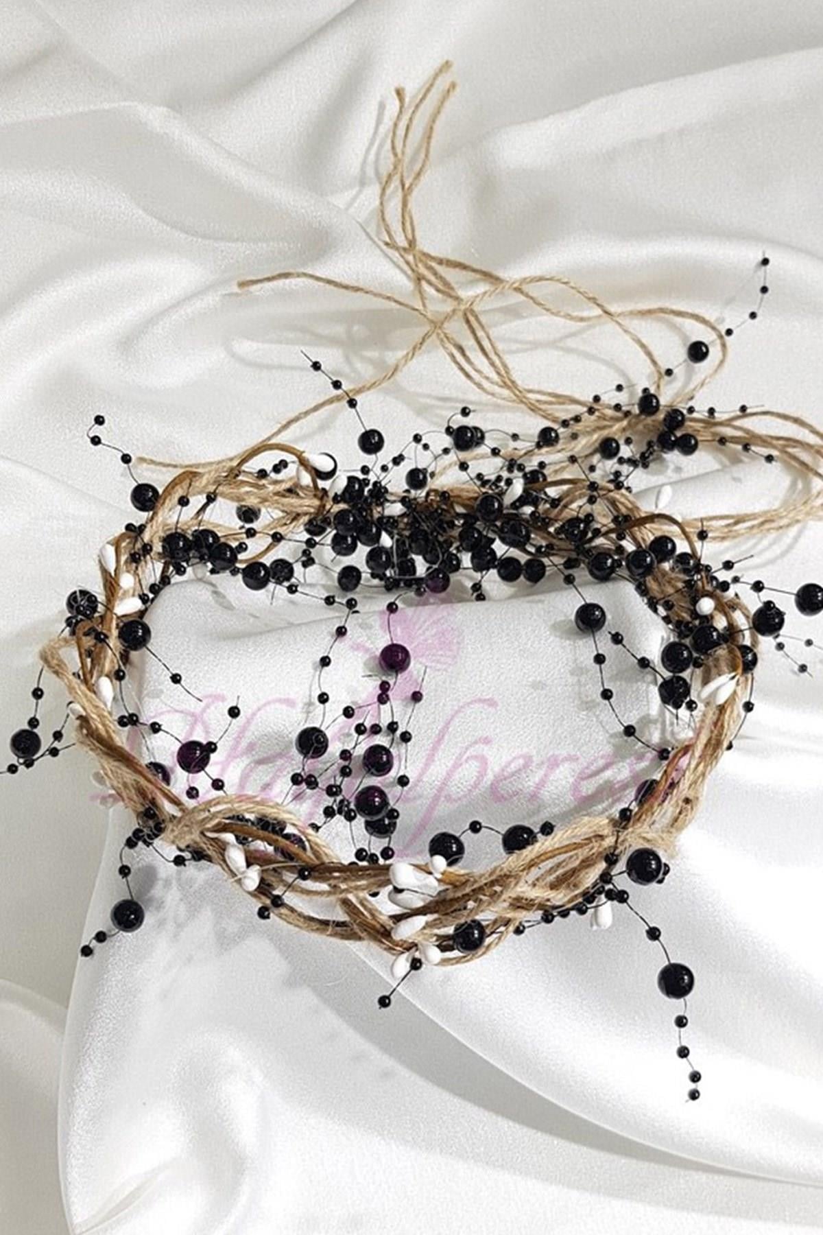 Wholesale Black Pearled Wicker Crown