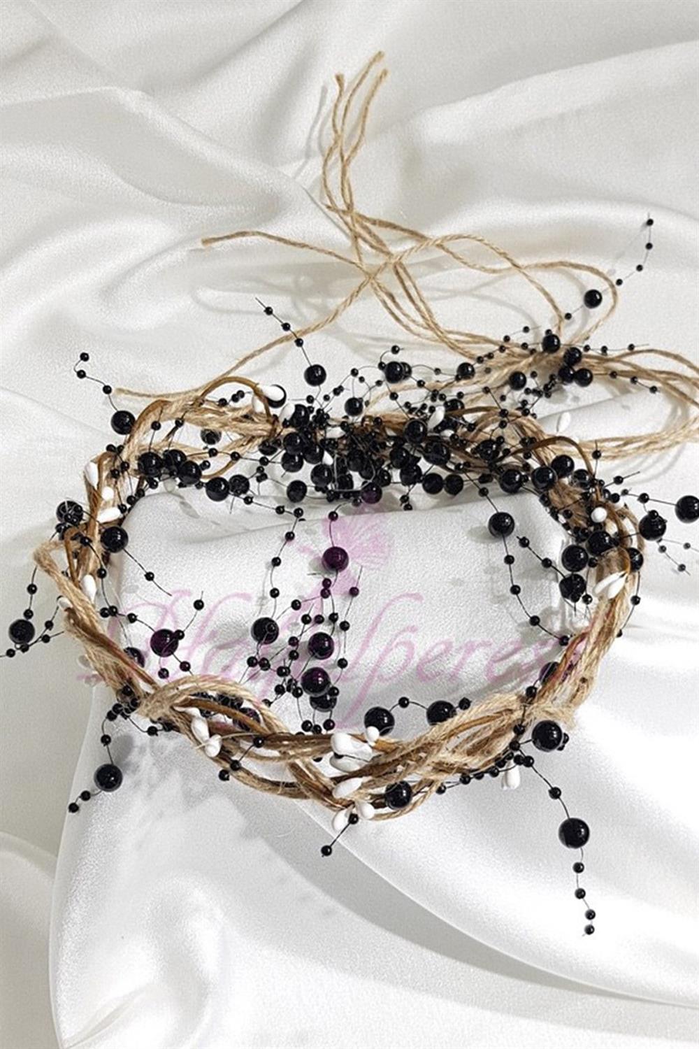 Wholesale Black Pearled Wicker Crown