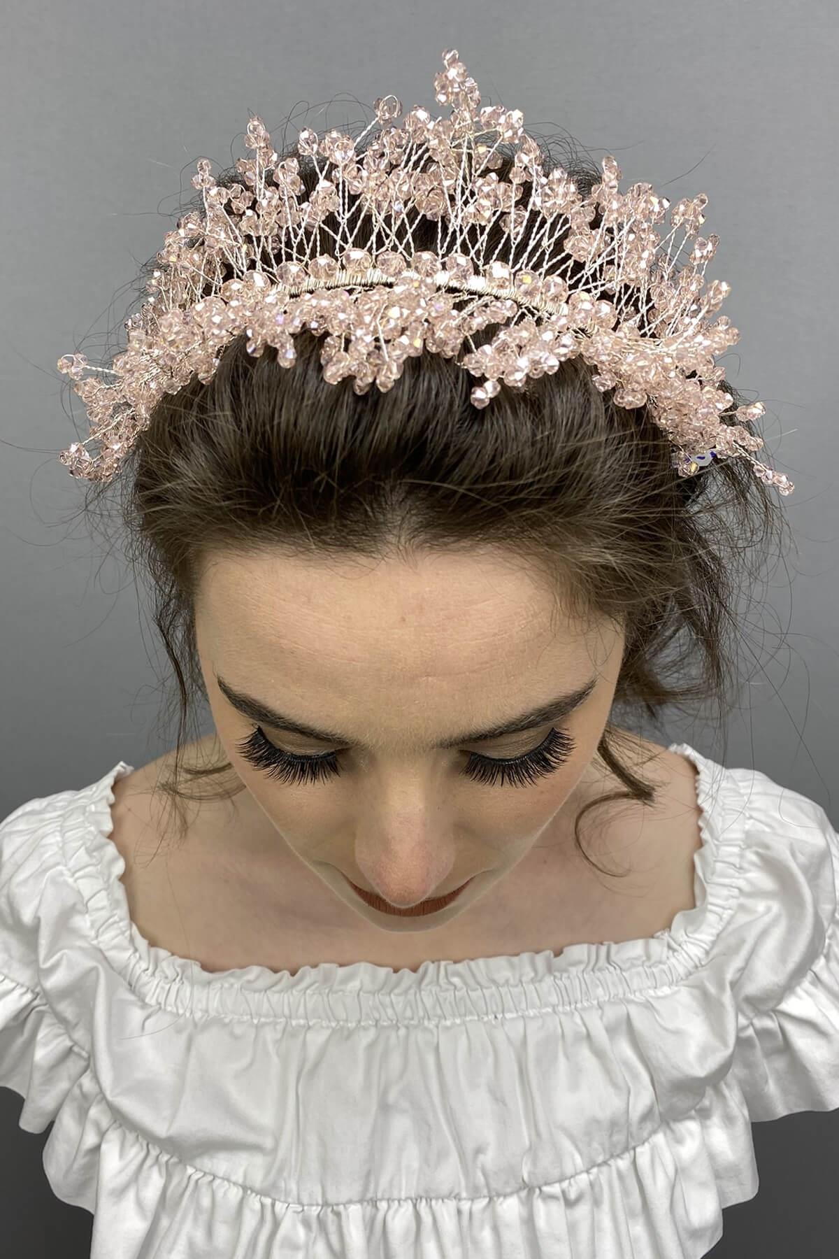 Wholesale Salmon Color Sirius Crystal Stone Henna and Bridal Crown