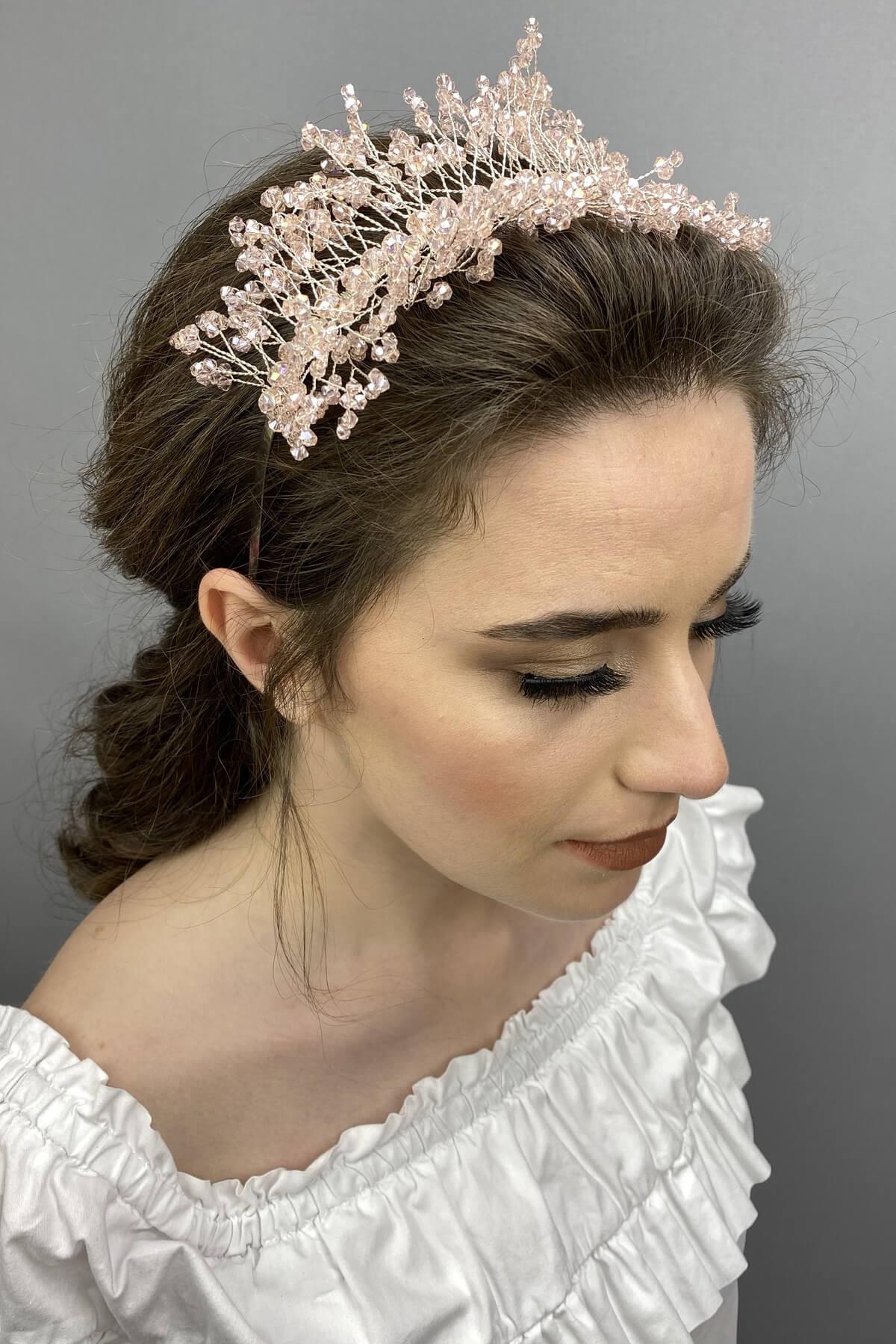 Wholesale Salmon Color Sirius Crystal Stone Henna and Bridal Crown