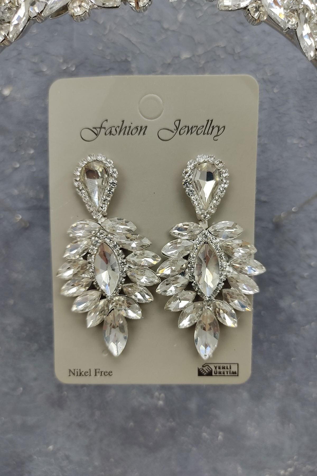 Wholesale Subra Model Bridal Crown and Drop Stone Earrings