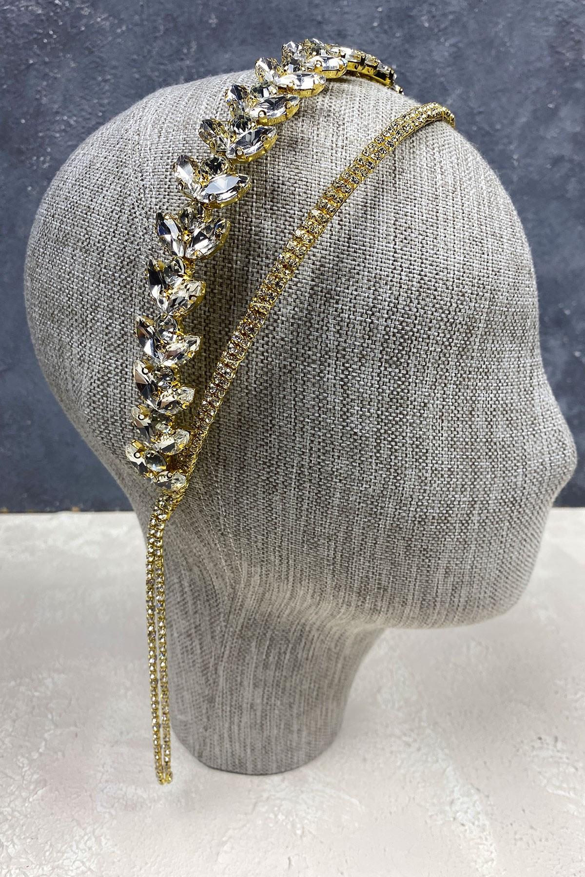 Wholesale Design Double Row Dangling Bridal Crown Hair Accessory
