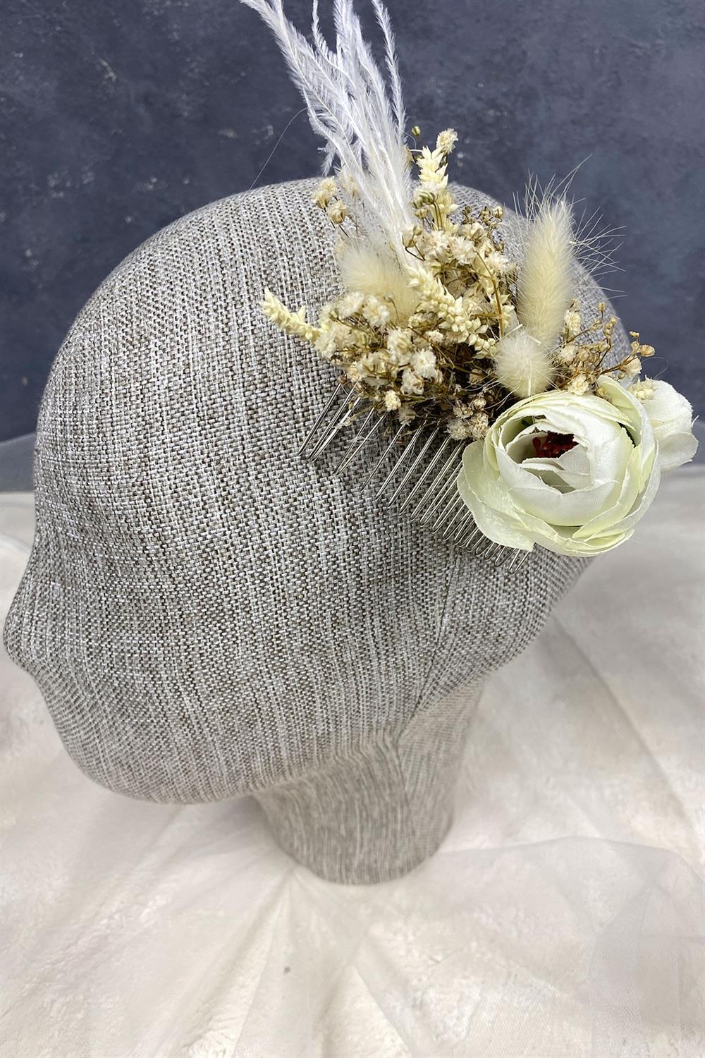 Wholesale Feather and Cipso Flower Comb Hair Accessory