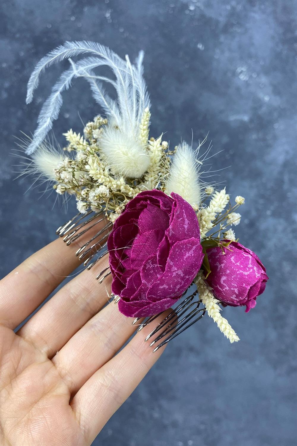 Wholesale Feather and Cipso Flower Comb Hair Accessory