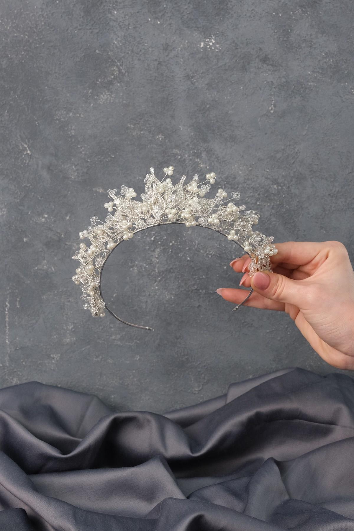 Wholesale Venus Pearl and Zircon Stone Bridal Crown