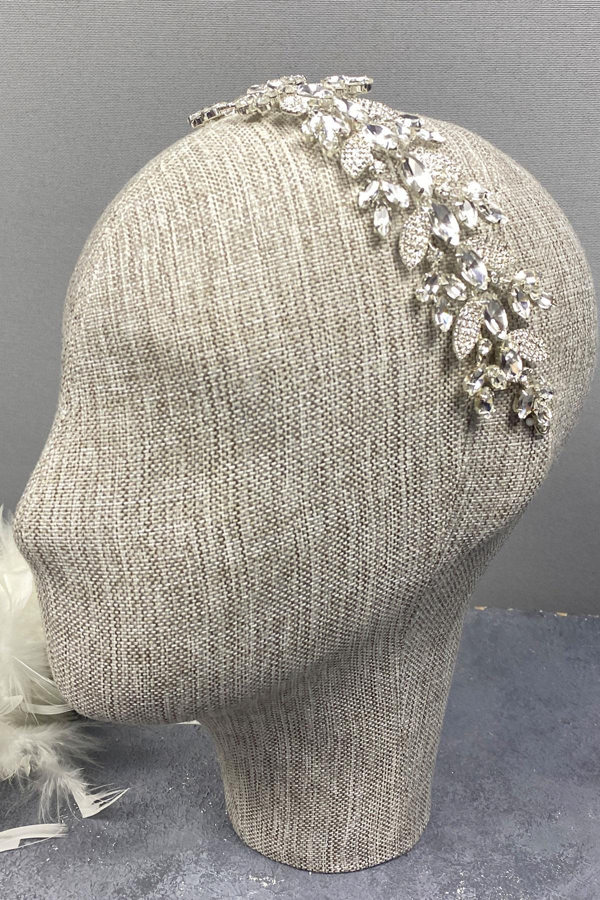 Wholesale Leaf Patterned Glass Stone Bridal Hair Accessory
