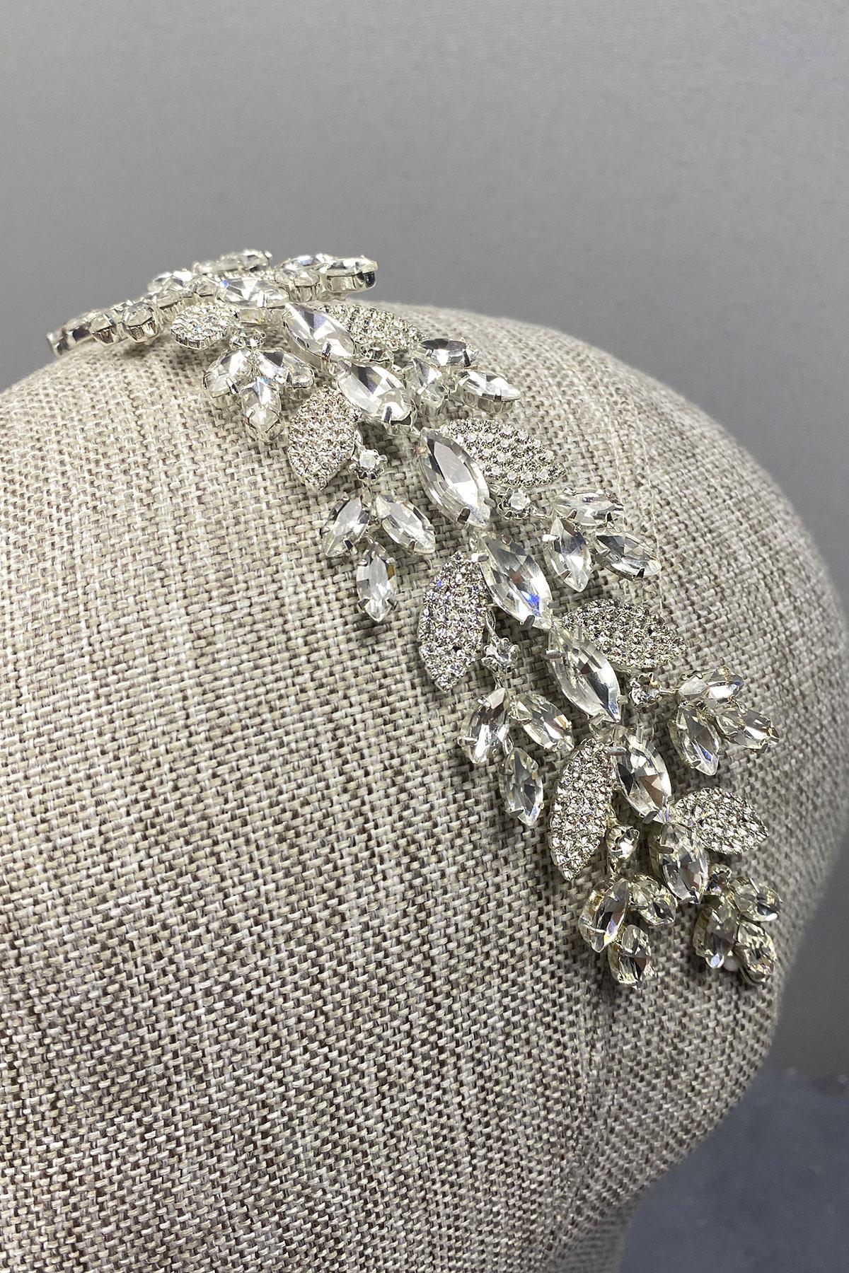 Wholesale Leaf Patterned Glass Stone Bridal Hair Accessory