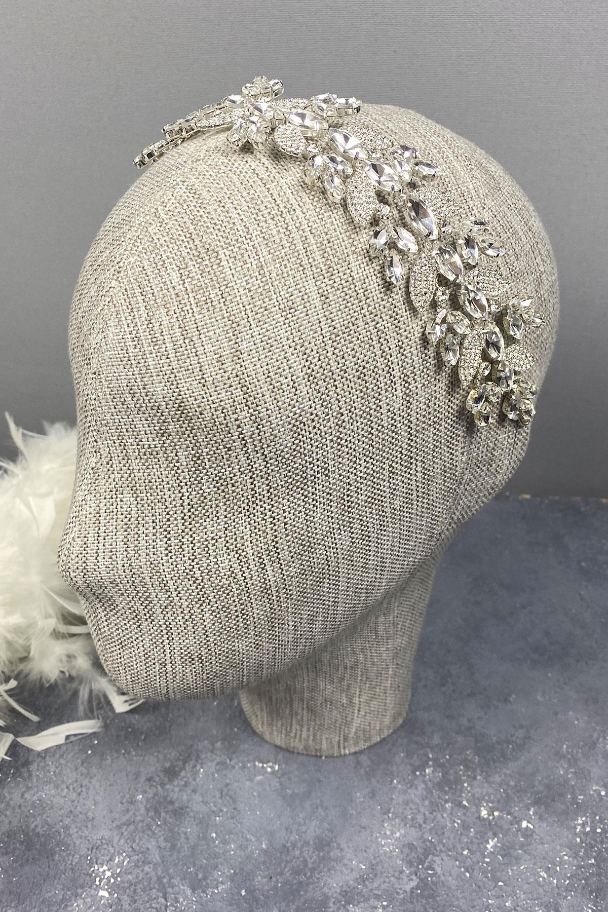 Wholesale Leaf Patterned Glass Stone Bridal Hair Accessory