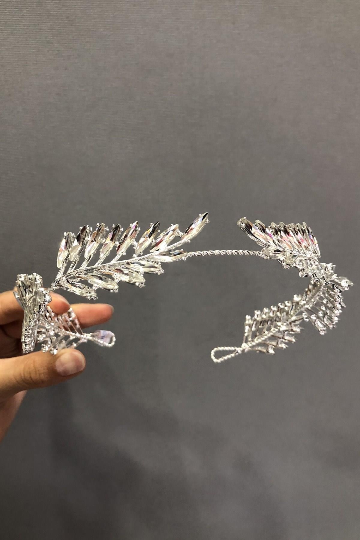 Wholesale Leaf Patterned Crystal Stone Bridal Crown