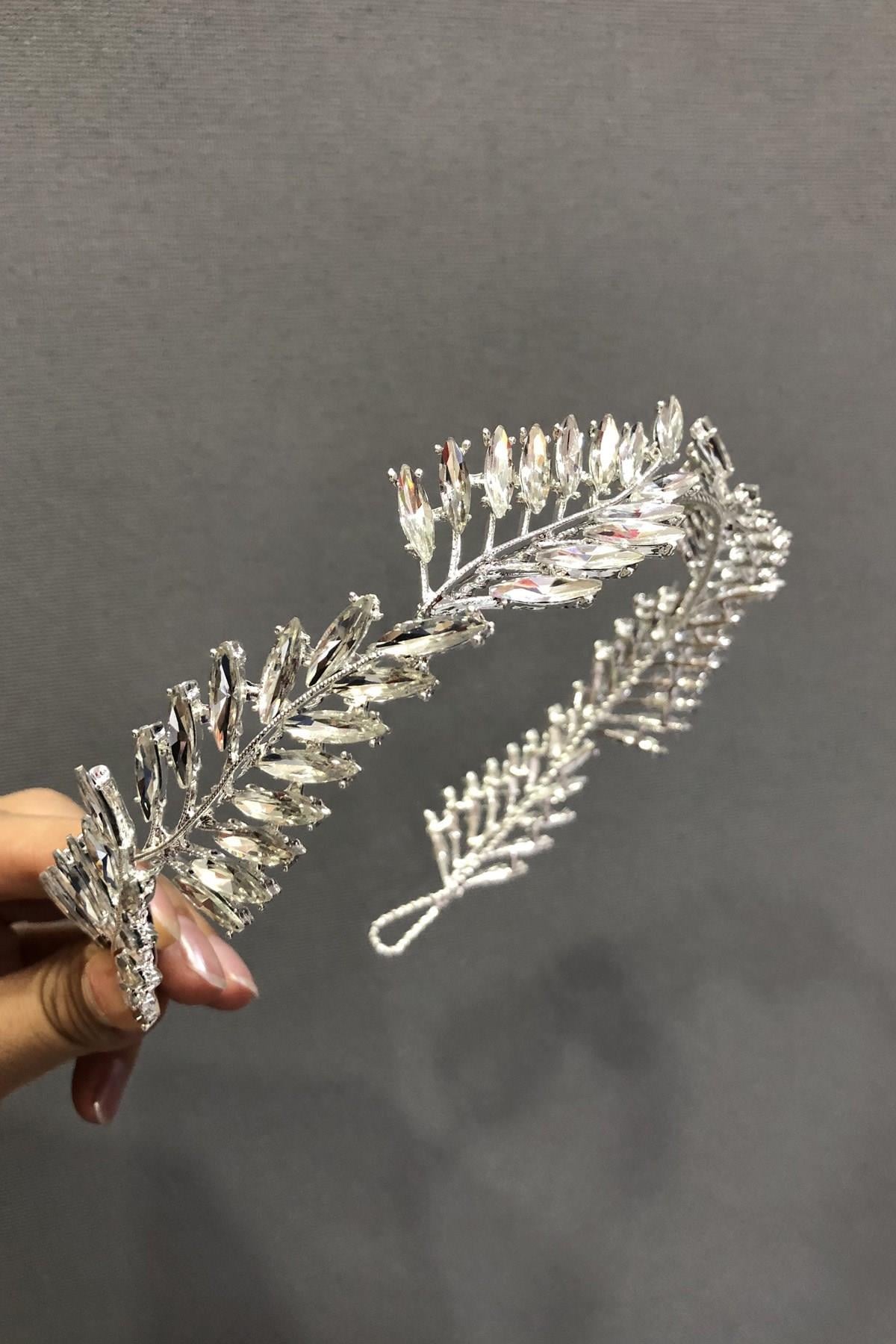 Wholesale Leaf Patterned Crystal Stone Bridal Crown