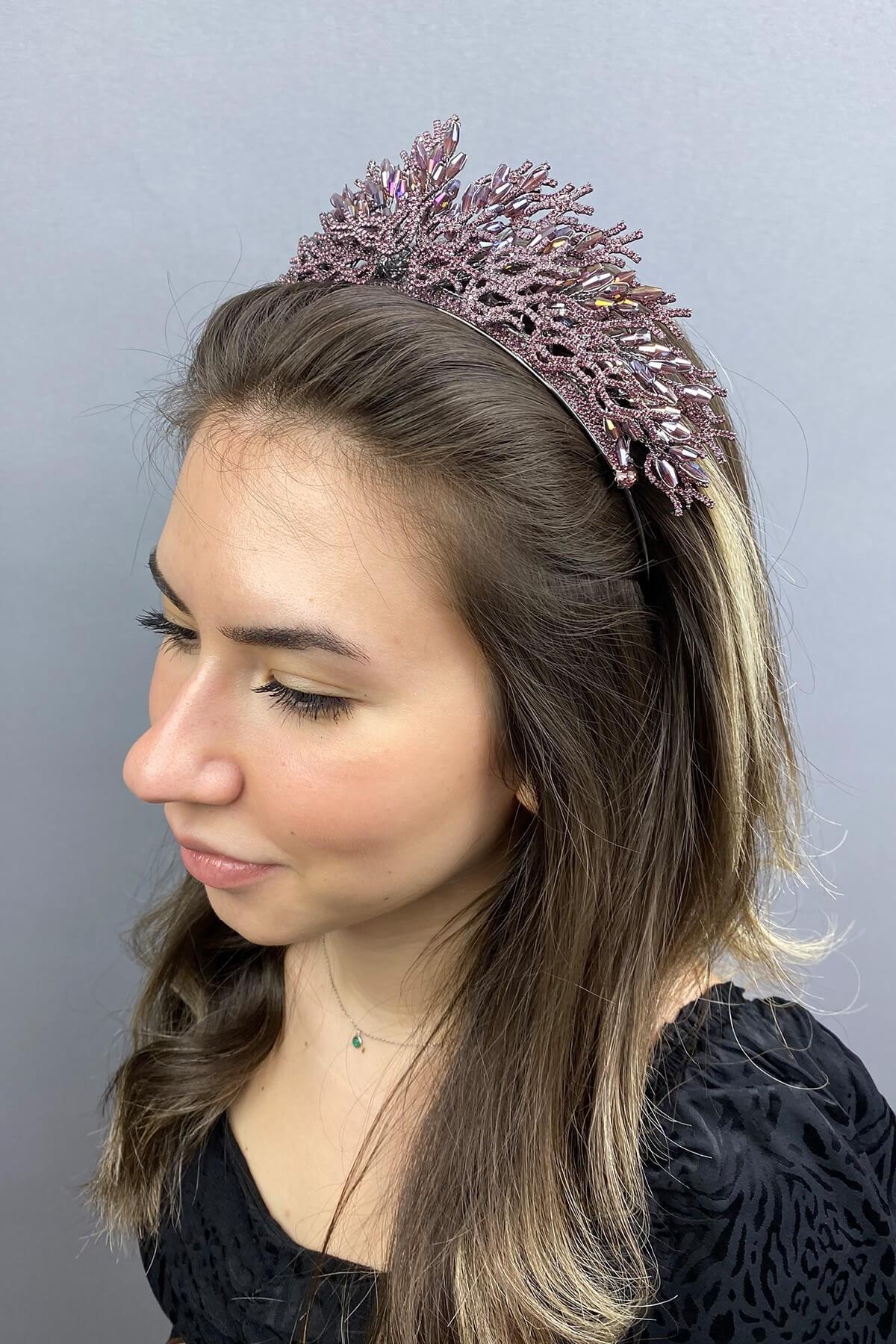Wholesale Zehra Model Lilac Bridal Crown