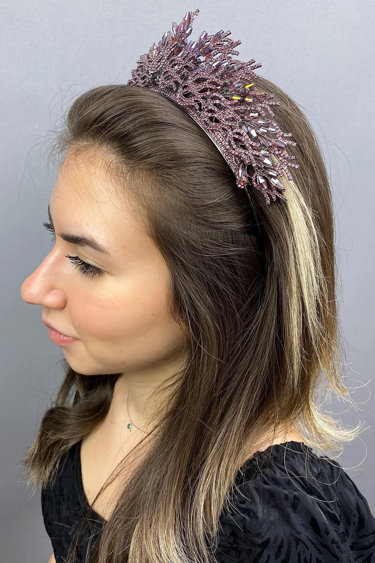 Wholesale Zehra Model Lilac Bridal Crown