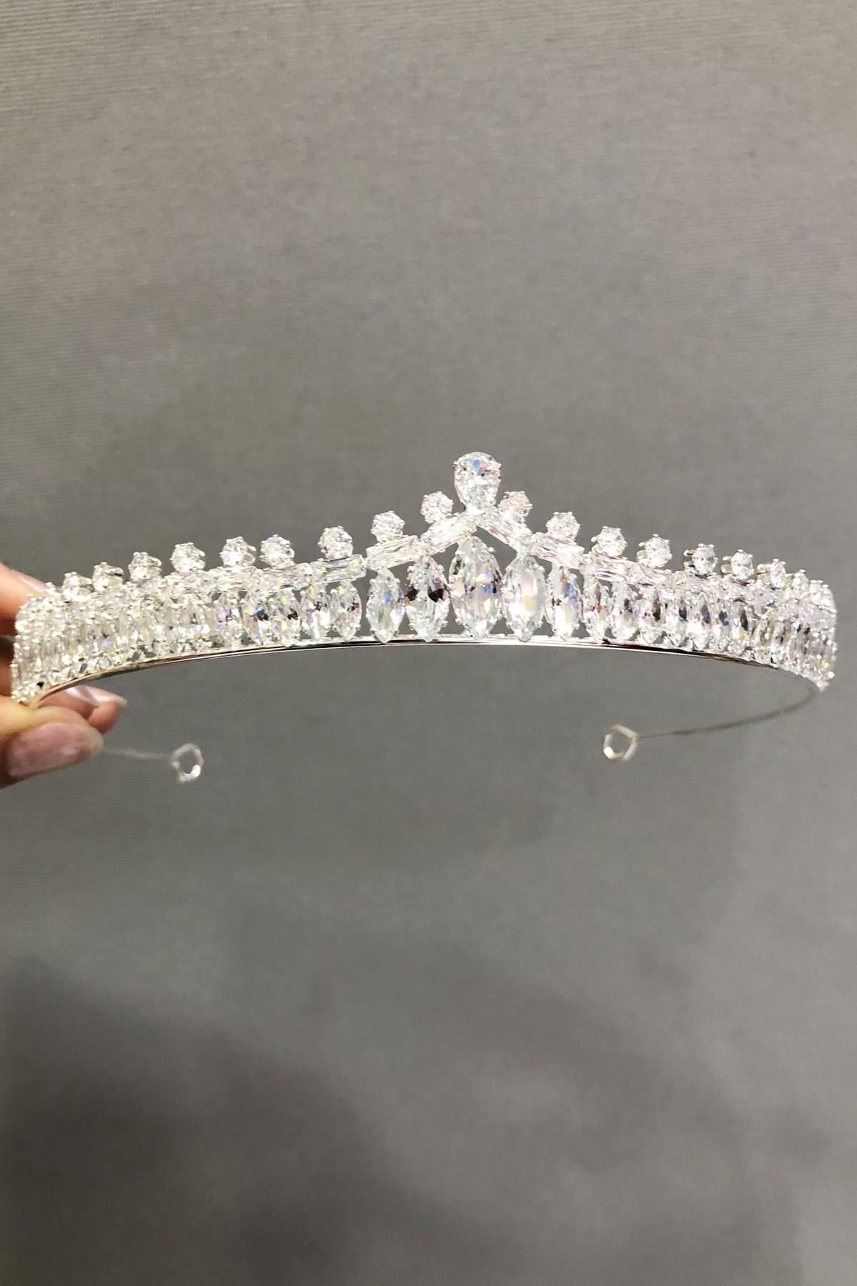 Wholesale Zircon Stone Patterned Bridal Crown