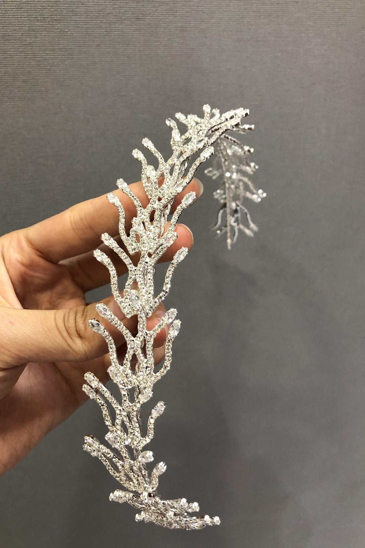 Wholesale Zircon Stone Leaf Pattern Bridal Crown