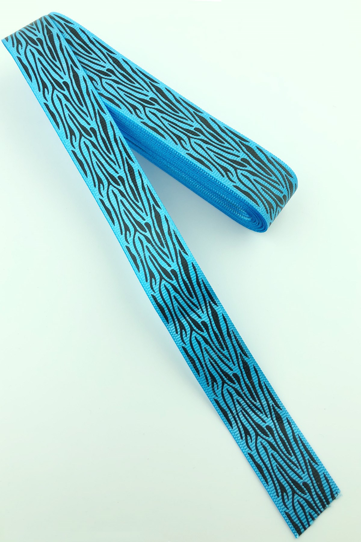 Turquoise Zebra Pattern Printed Grosgrain Ribbon 10 Mt