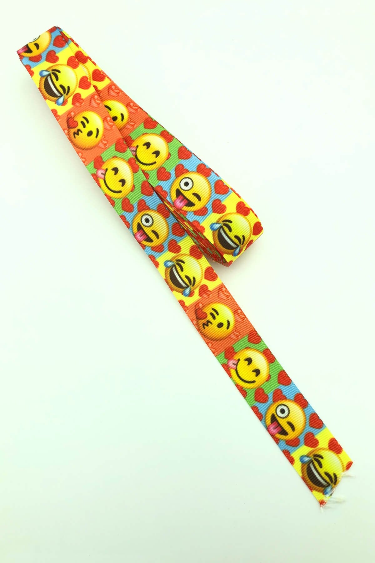 Turuncu Emoji Baskılı Grogren Kurdele 10 Mt