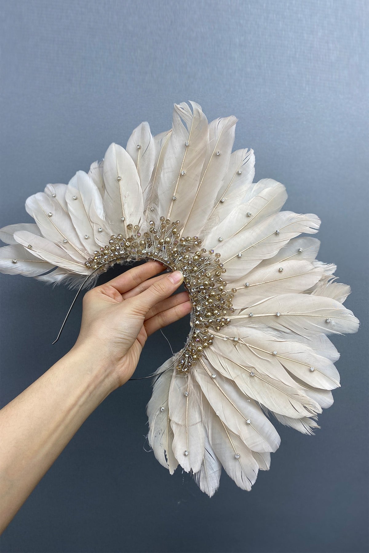 Bridal Henna Tiara with Feathers and Beads