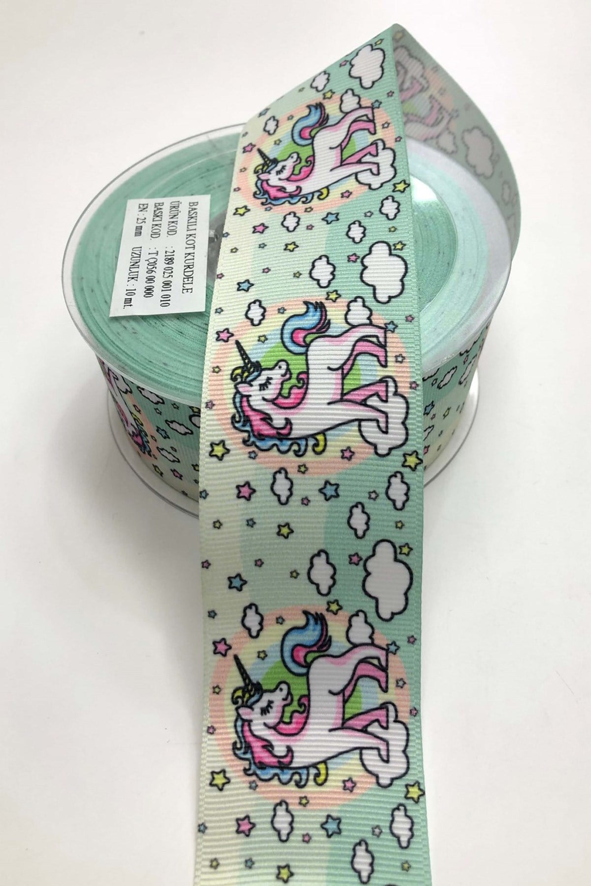 Unicorn Patterned Grosgrain Ribbon 4 cm 1 m
