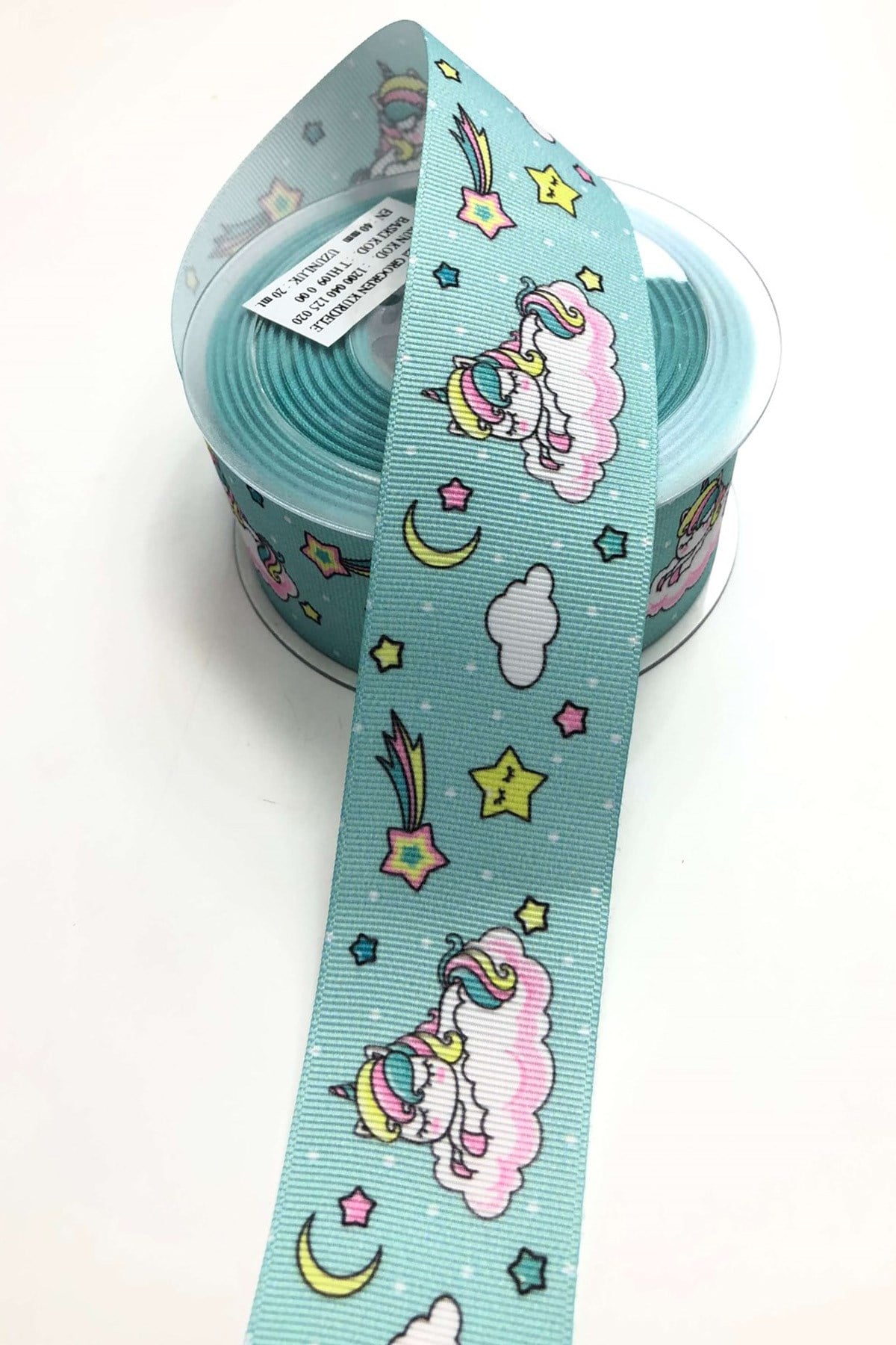 Unicorn Patterned Grosgrain Ribbon 4 cm 1 m
