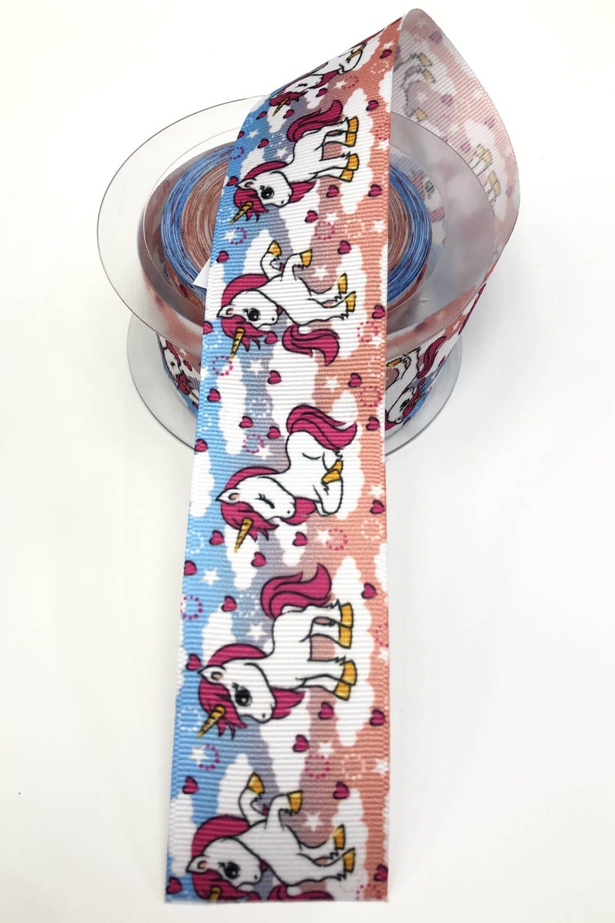 Unicorn Patterned Printed Grosgrain Ribbon