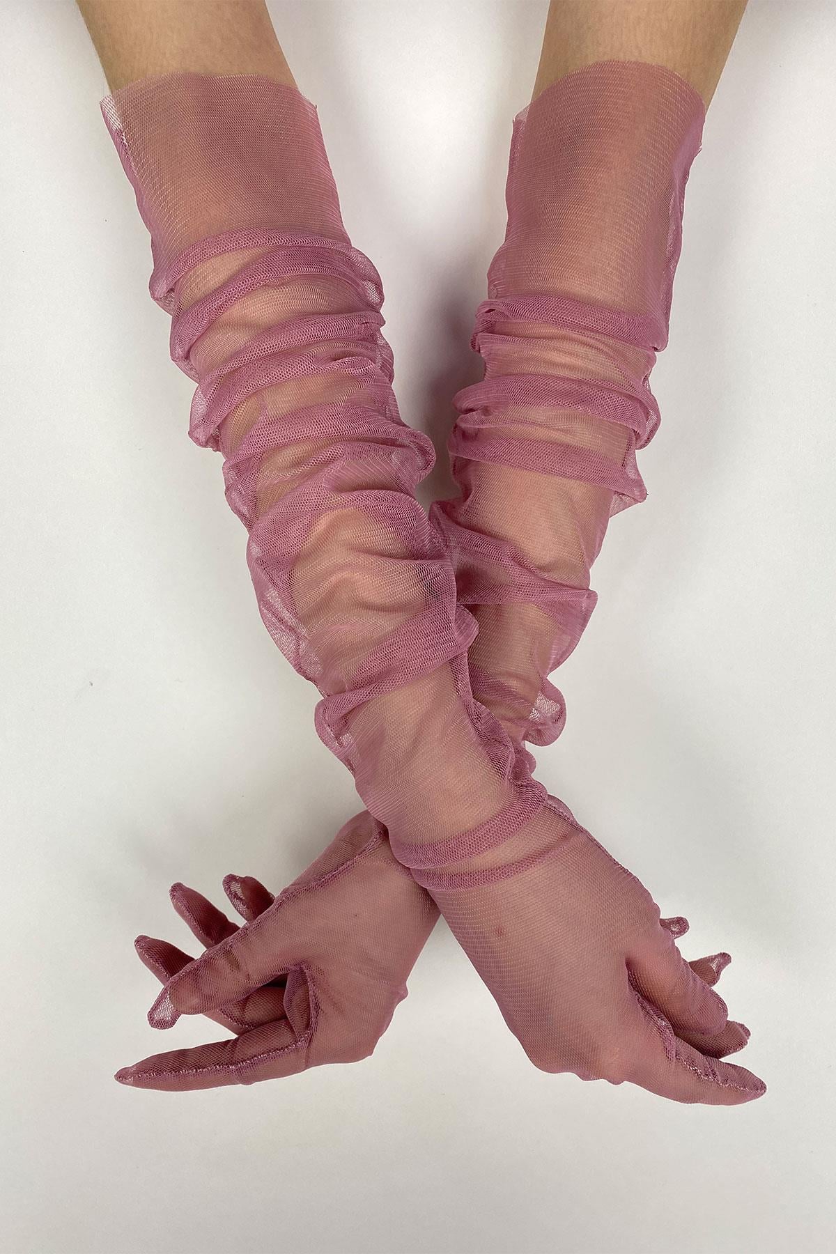 Uzun Şık Gelin Eldiveni Tül Eldiven Nikah/Düğün/Parti Eldiveni