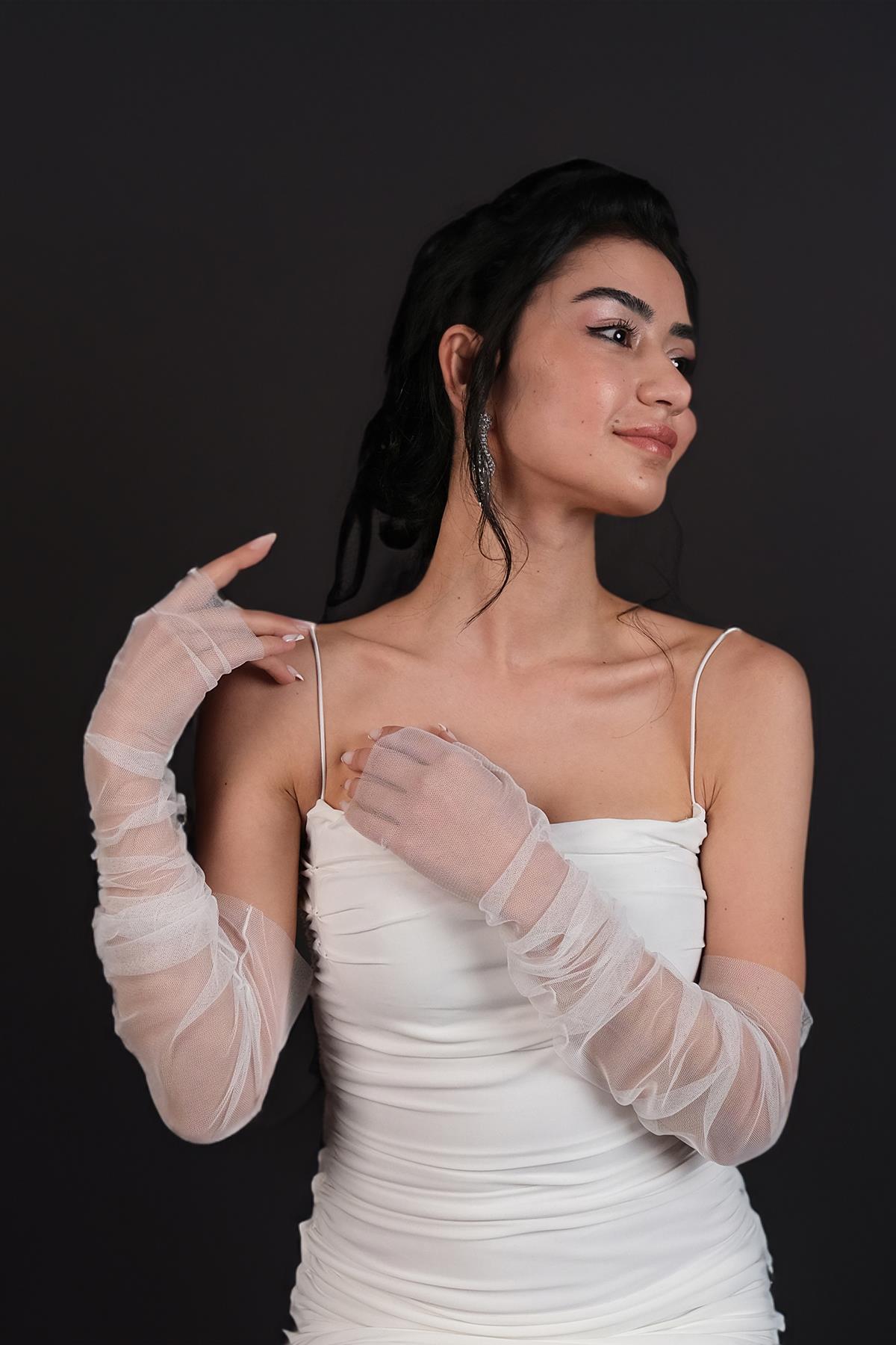 Wholesale Long Tulle Gloves Fingerless Evening Dress Gloves Costume Accessory