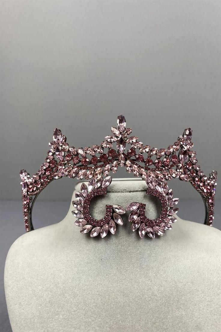 Venetian Stone Bridal Henna Tiara and Teardrop Earring Set