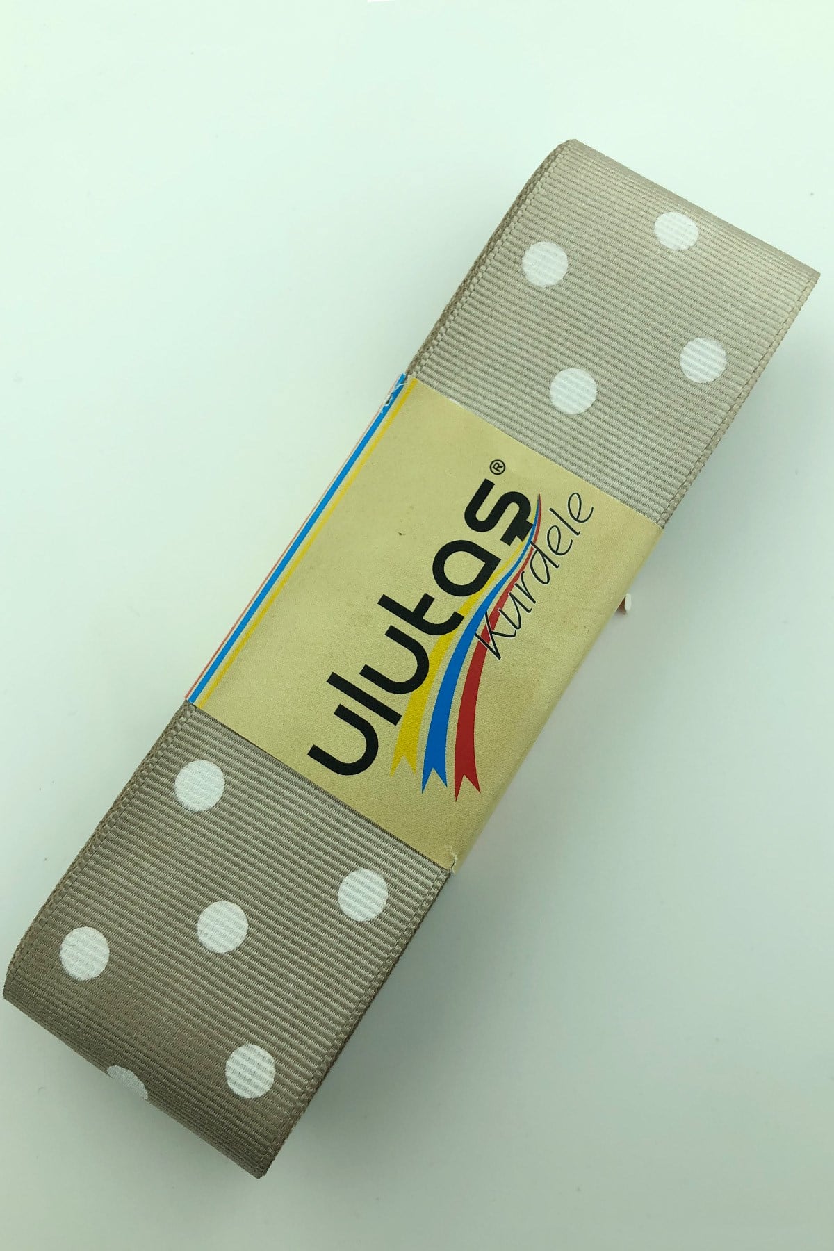 Mink White Polka Dot Grosgrain Ribbon 4 cm