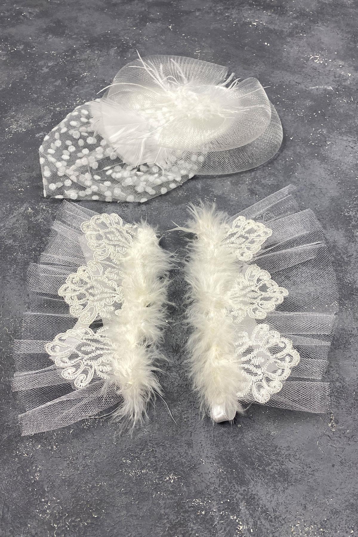Wholesale Voile Wedding Hat Bridal Accessory And Lavin Feather Double Wrist Accessory