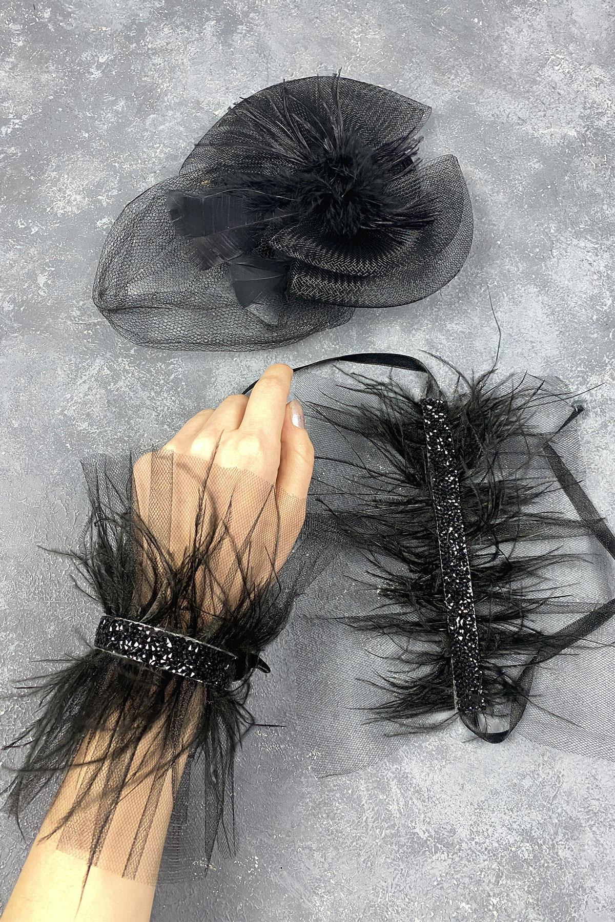  Wholesale Voilet Wedding Hat Bridal Accessory And Asel Feather Double Wrist Accessory