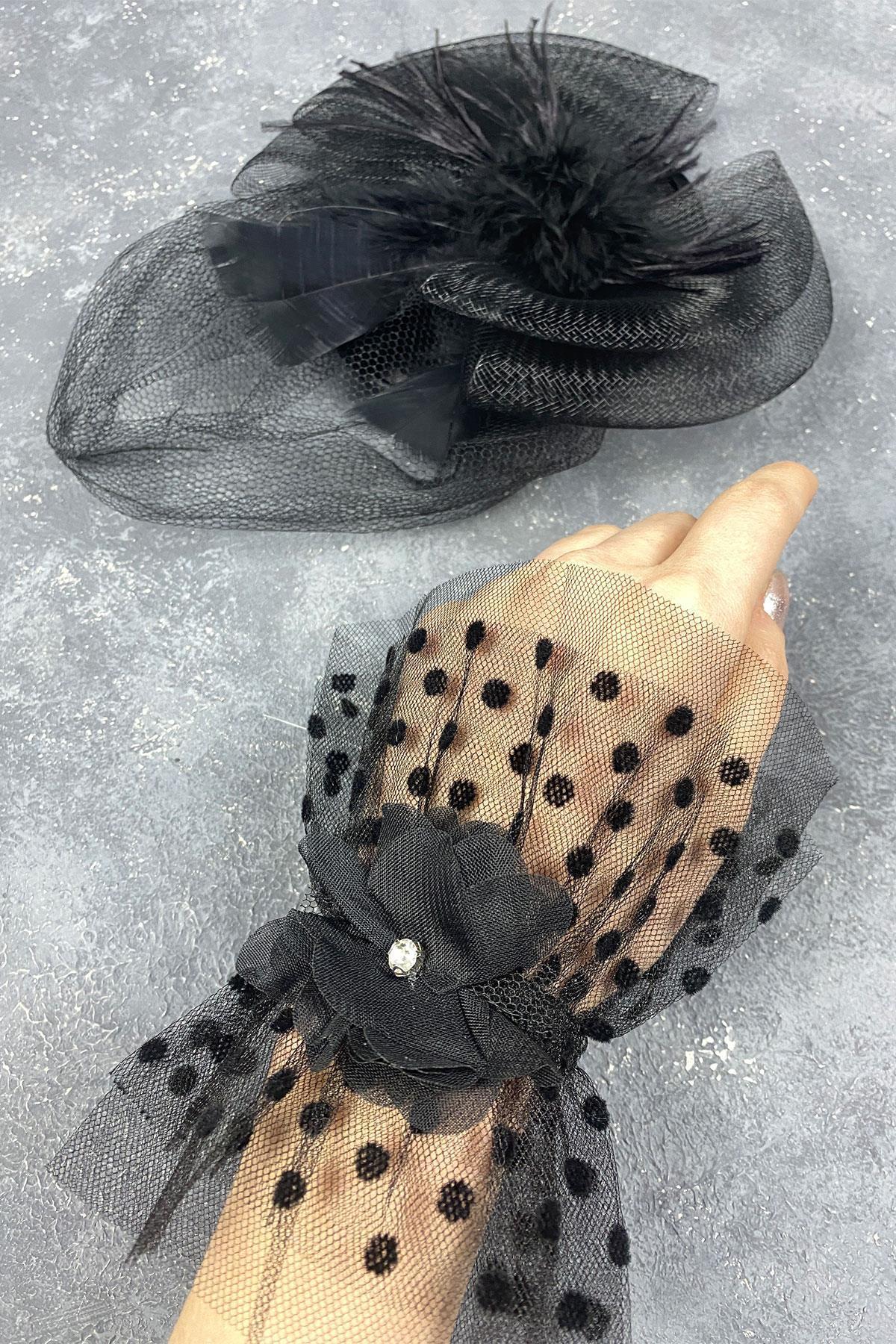 Wholesale Voilet Wedding Hat Hair Accessory and Polka Dot Stone Vera Wrist Accessory