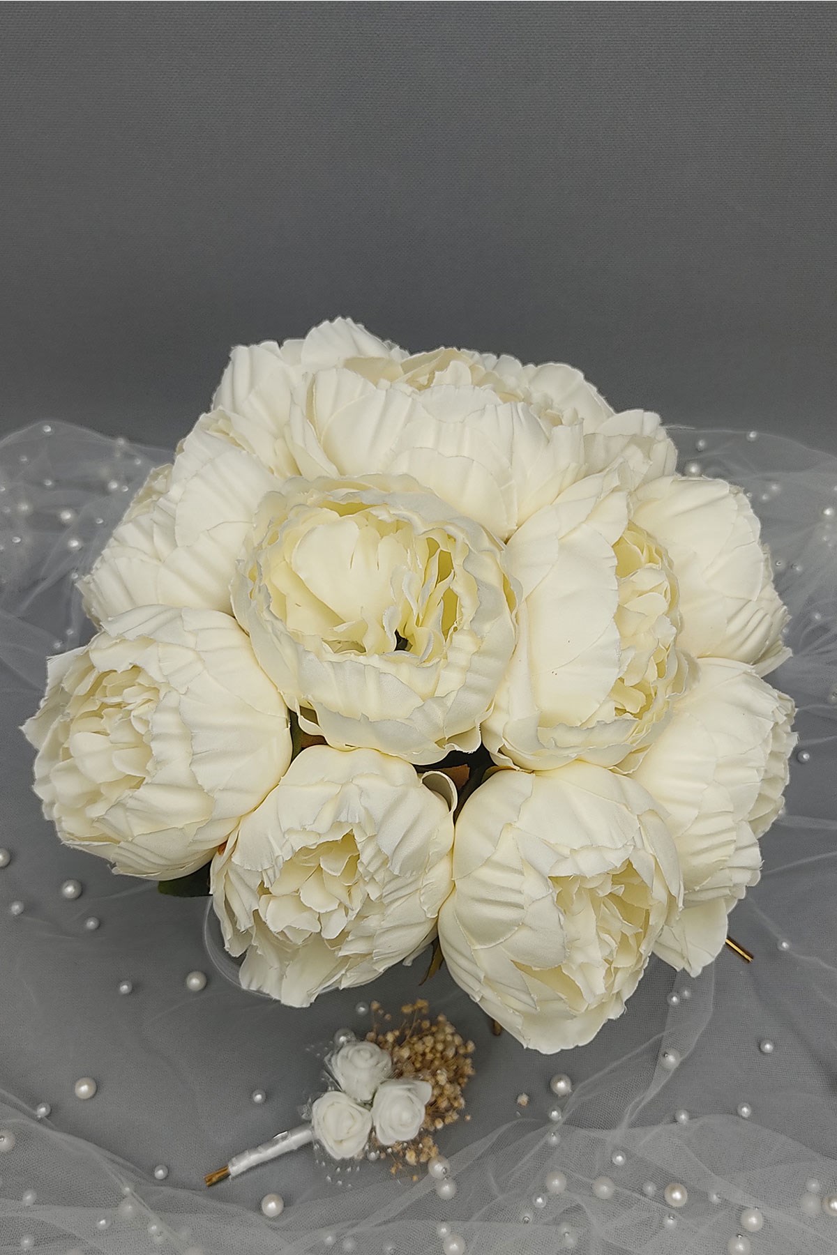باقة العروس الفاوانيا الاصطناعية Erengül و Groom Boutonniere