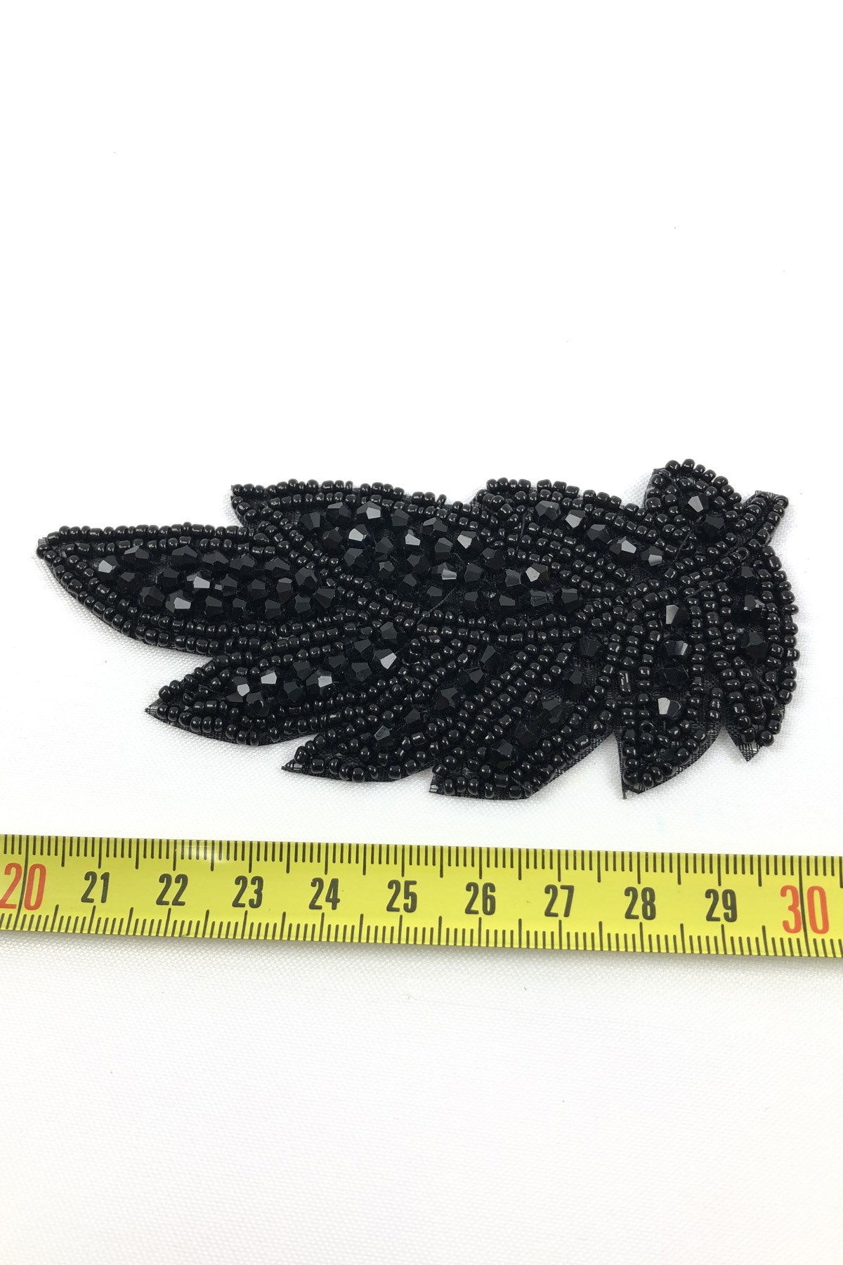 Leaf Patterned Black Iron-on Stone Applique