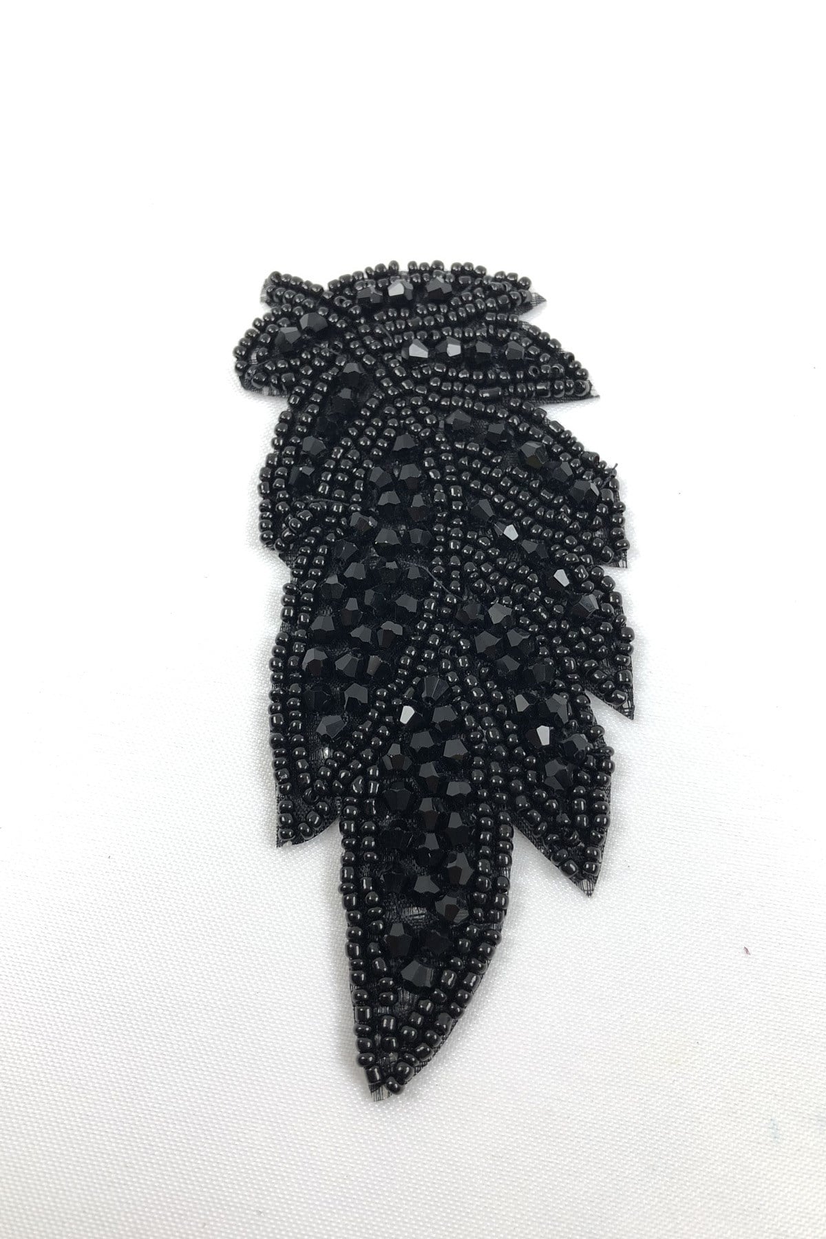Leaf Patterned Black Iron-on Stone Applique