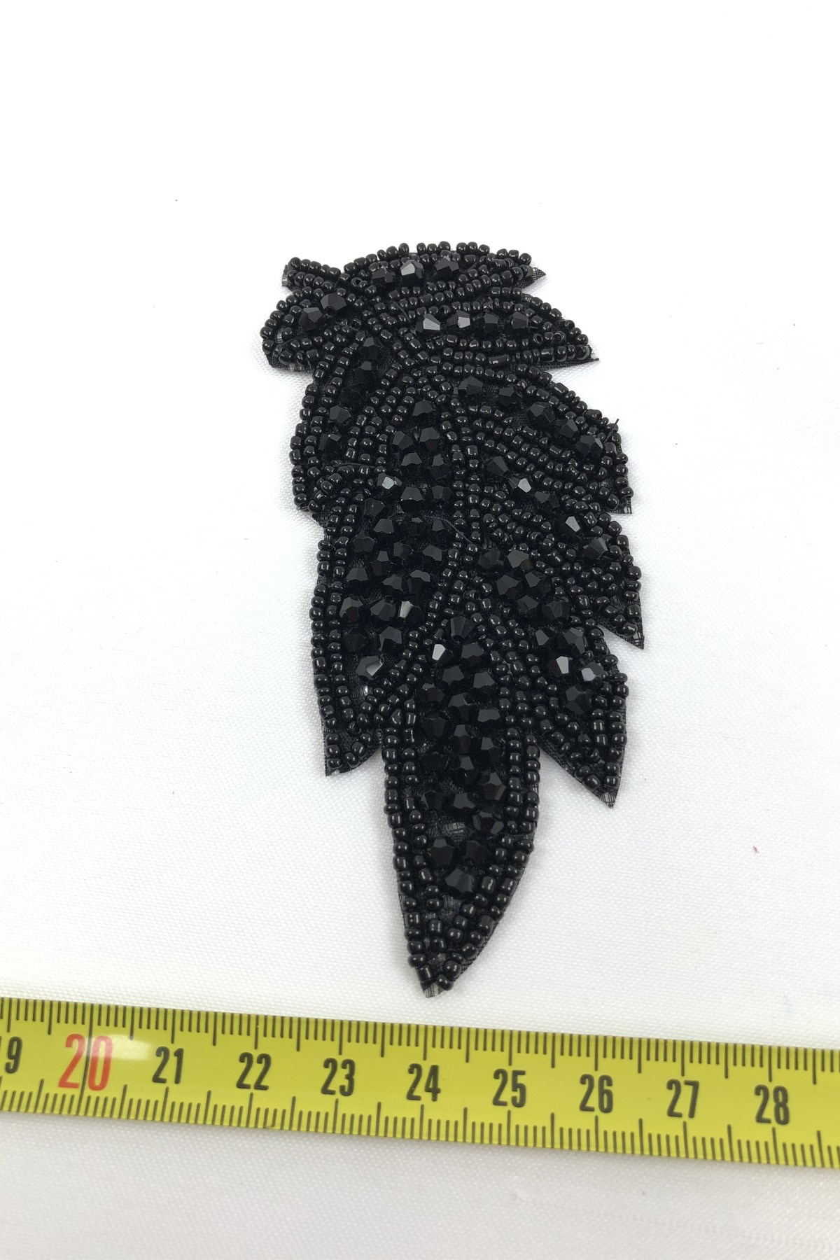 Leaf Patterned Black Iron-on Stone Applique