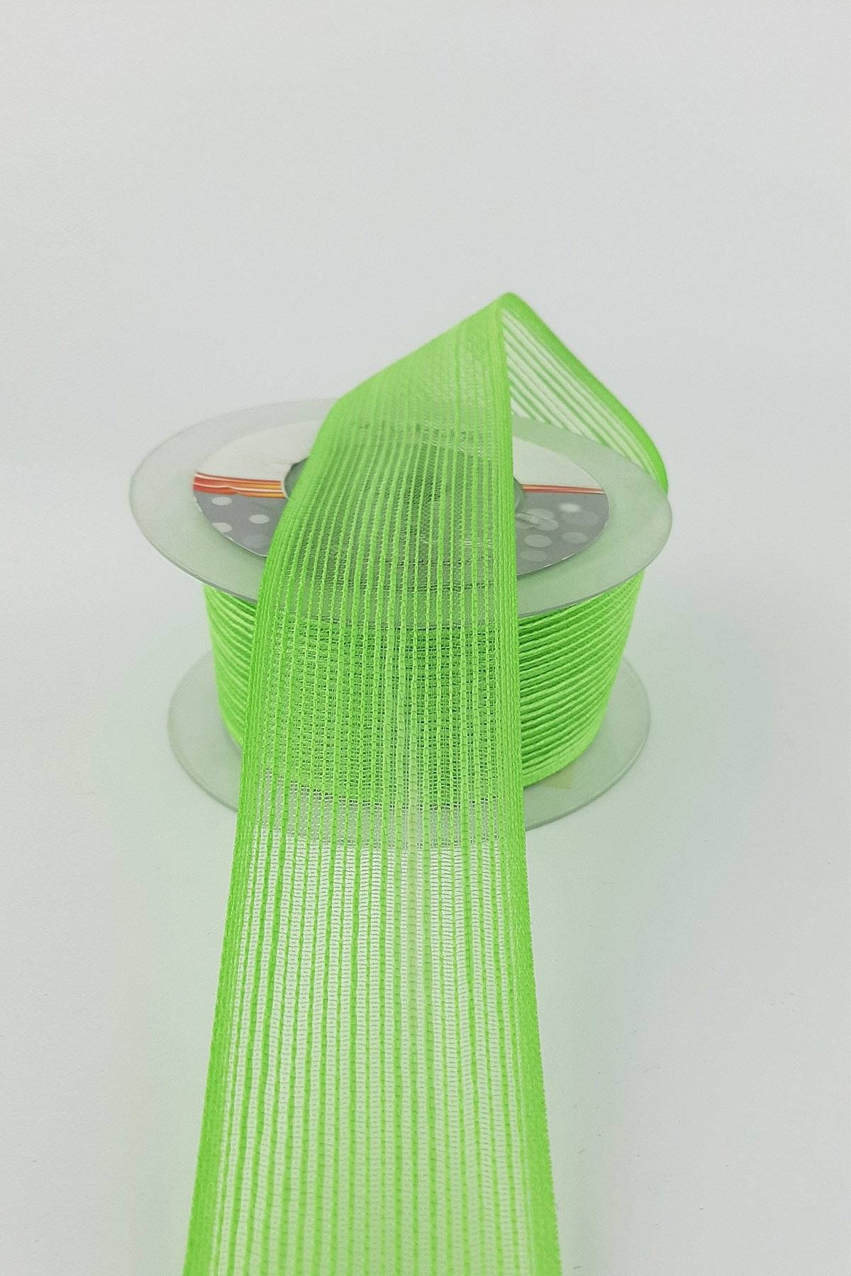 Green Linen Effect Ribbon 4 cm 10 mt