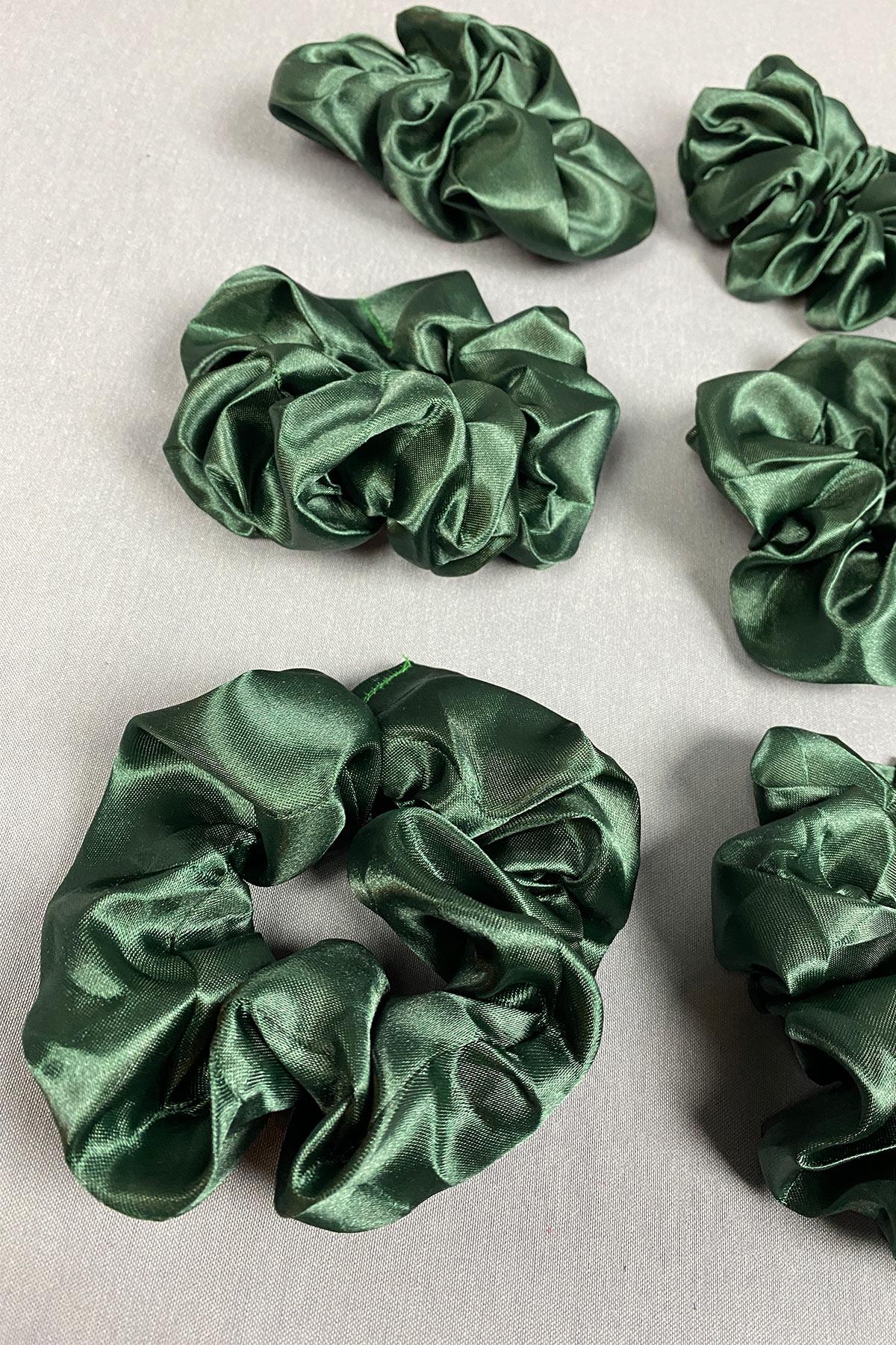 Green 6-Piece Satin Hair Rubber Buckle Set