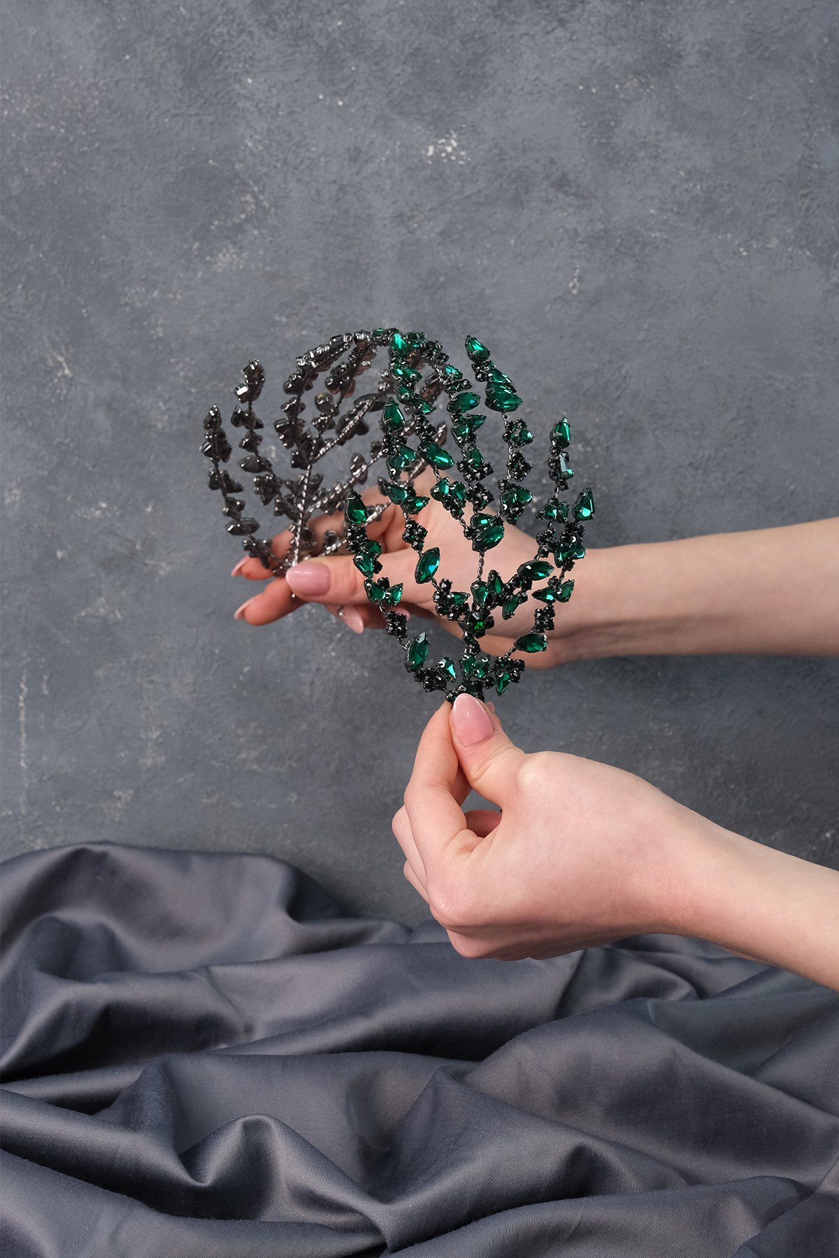 Green Double Sided Helen Bridal Henna Crown