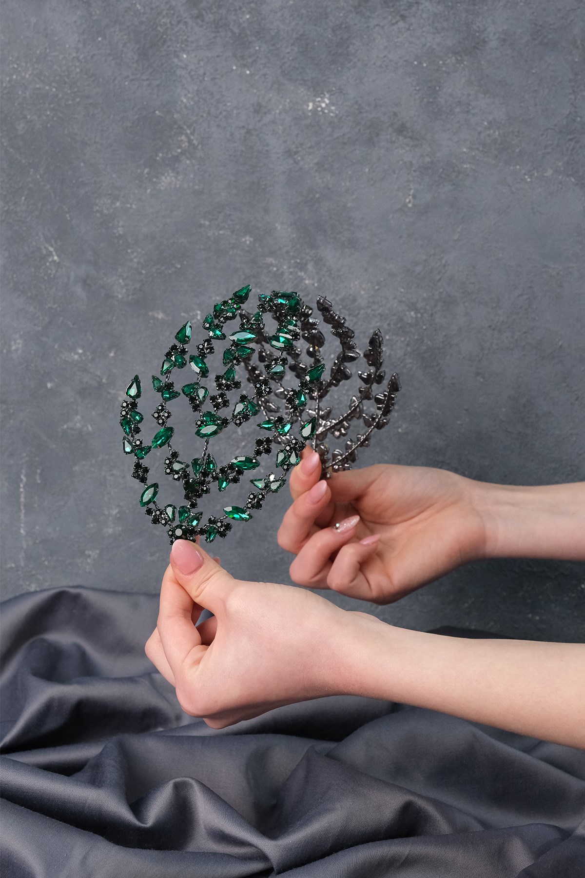 Green Double Sided Helen Bridal Henna Crown