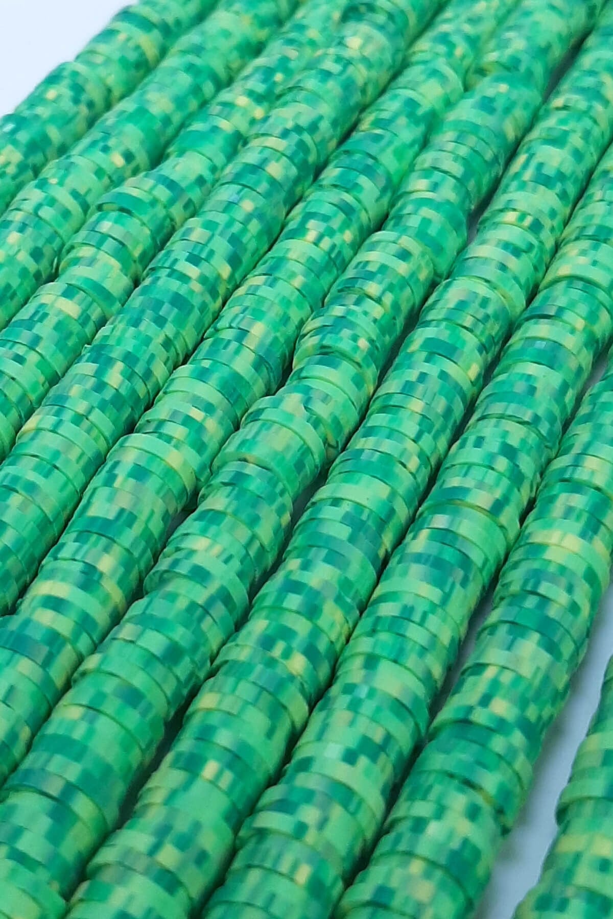 Orange Blue Fimo Dough Beads 6 mm