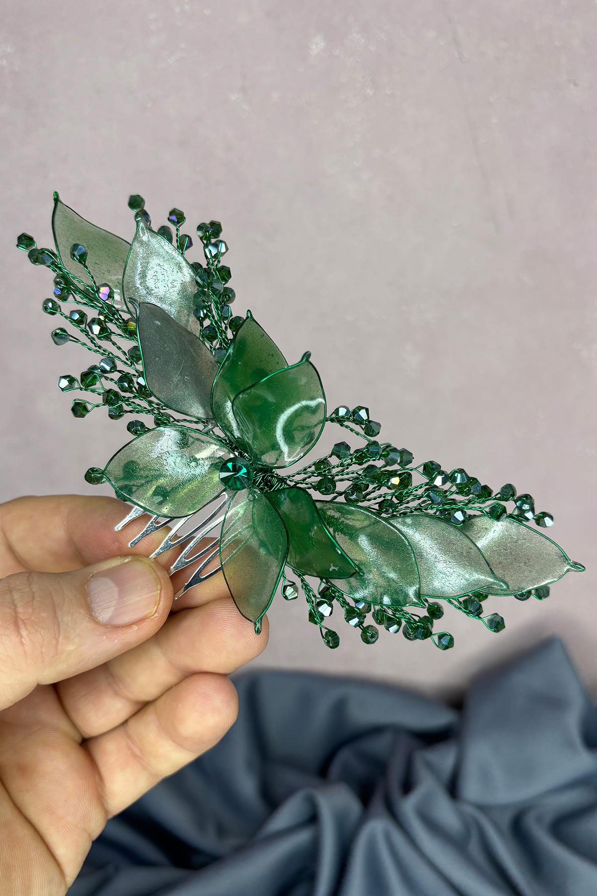 Green Pearlescent Comb Bridal Hair Accessory