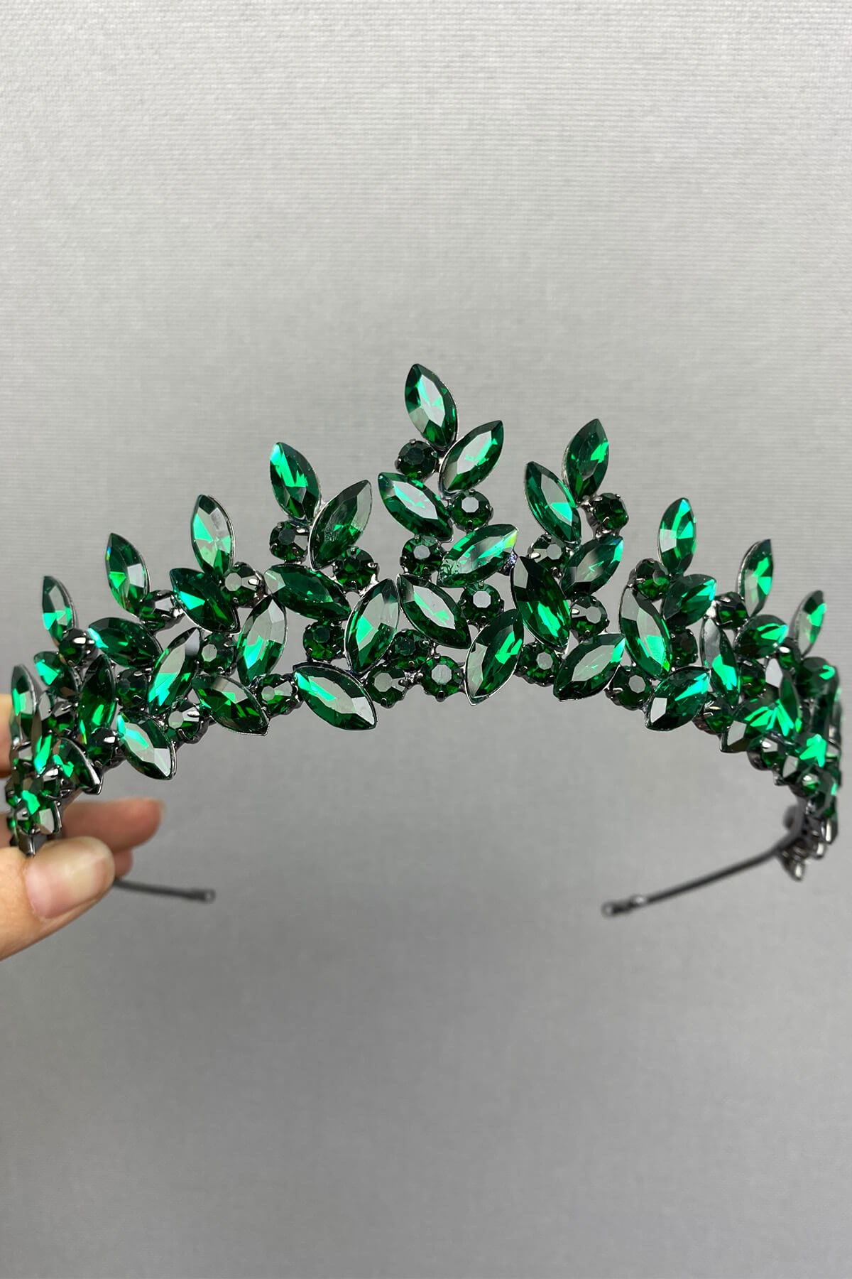 Green Subra Bridal Henna Tiara and Earrings
