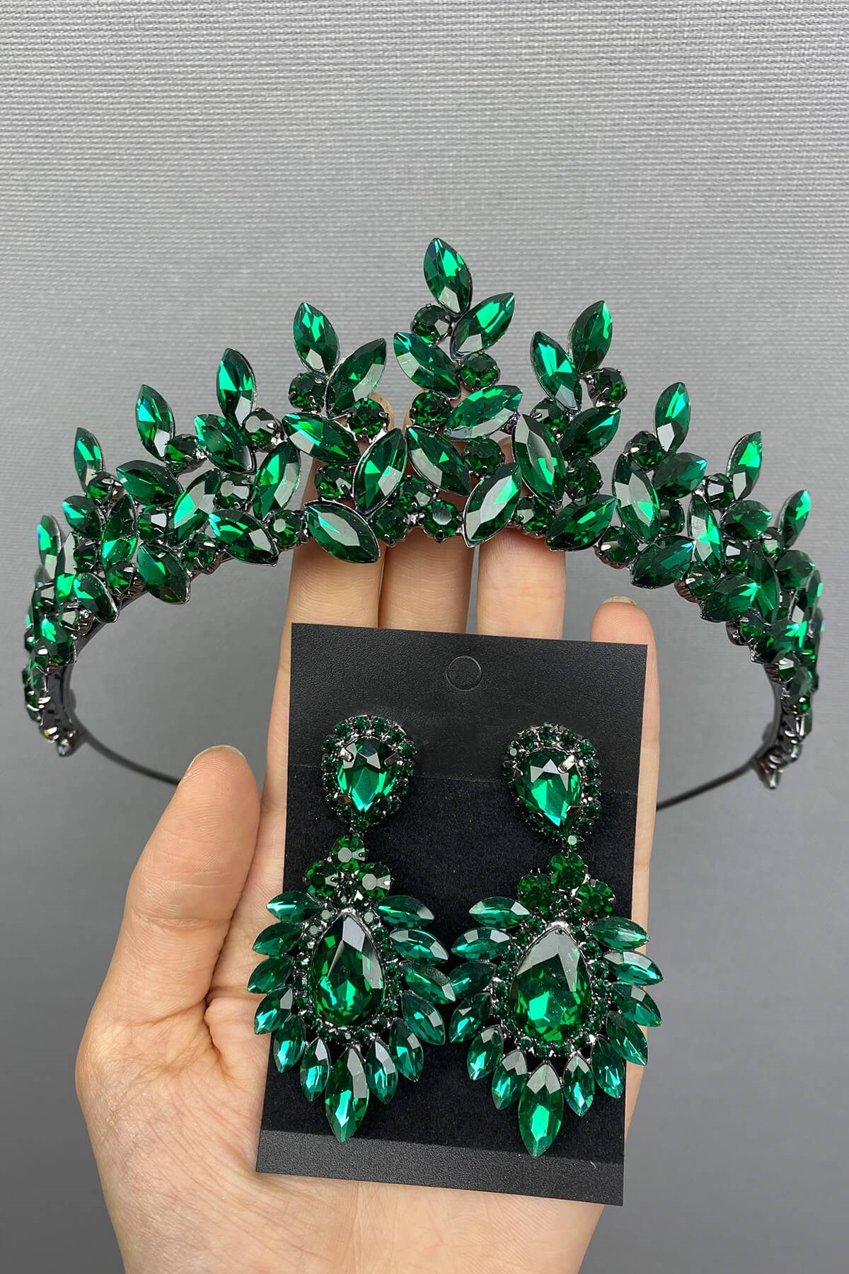 Yeşil Subra Gelin Kına Tacı ve Küpesi