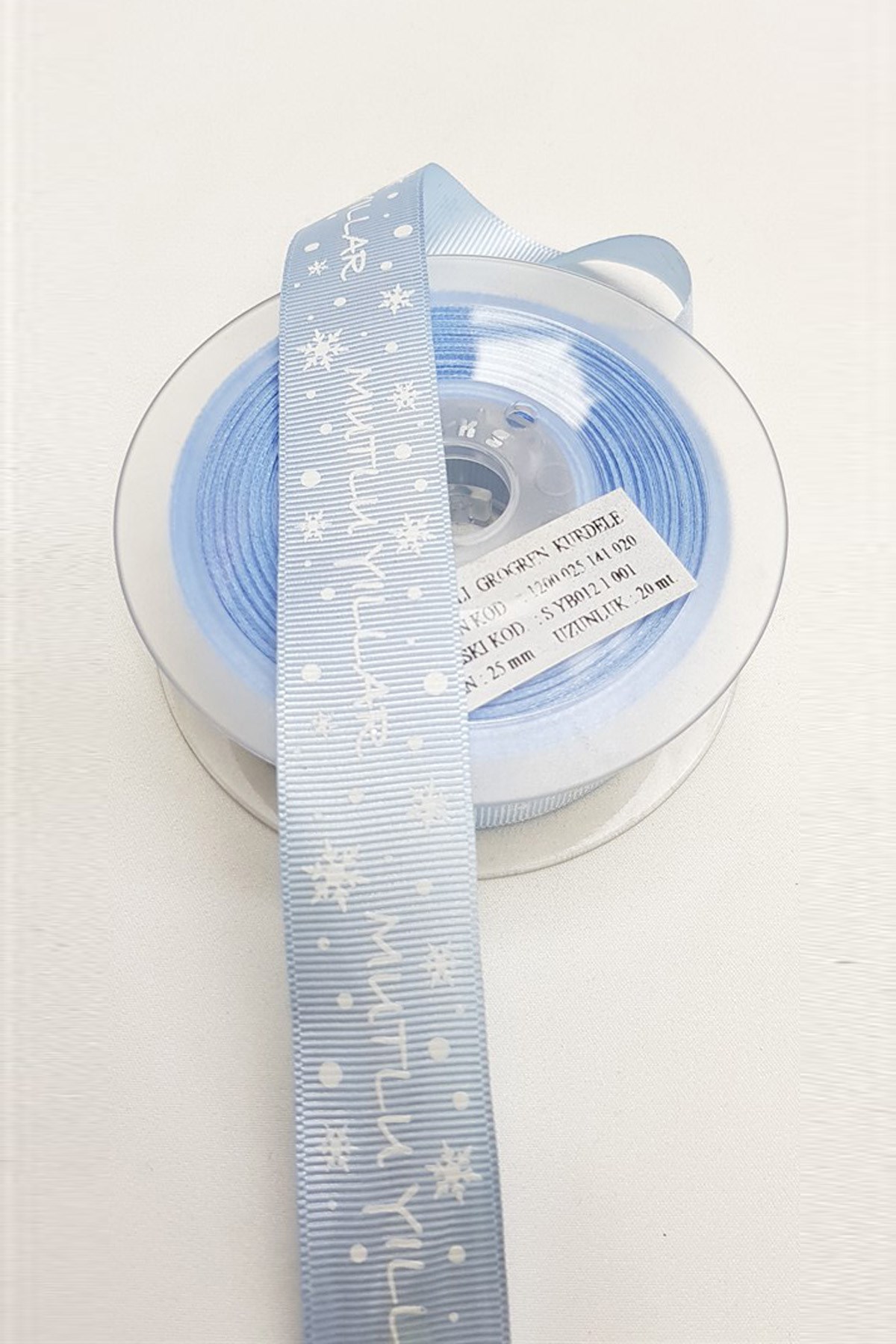 Light Blue Christmas Grosgrain Ribbon 2.5 cm