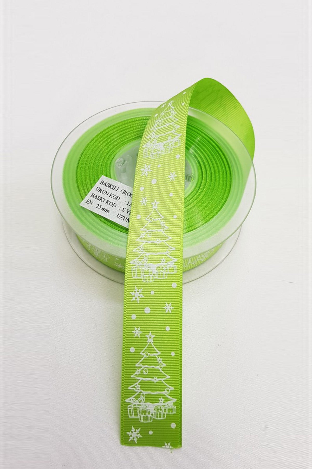 الشريط الأخضر لامعة عيد الميلاد Grosgrain 2.5 سم