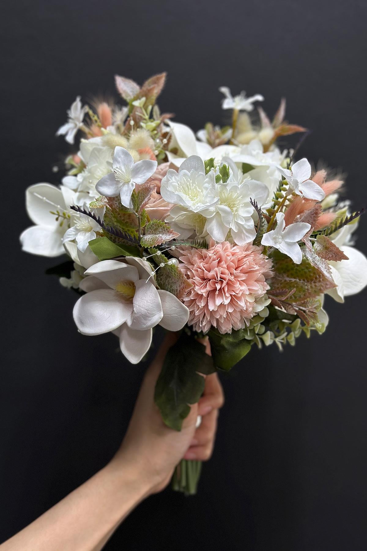 Star-shaped Flower and Pearl Embellished Mixed Bridal Boutonnière and Grooms Boutonnière