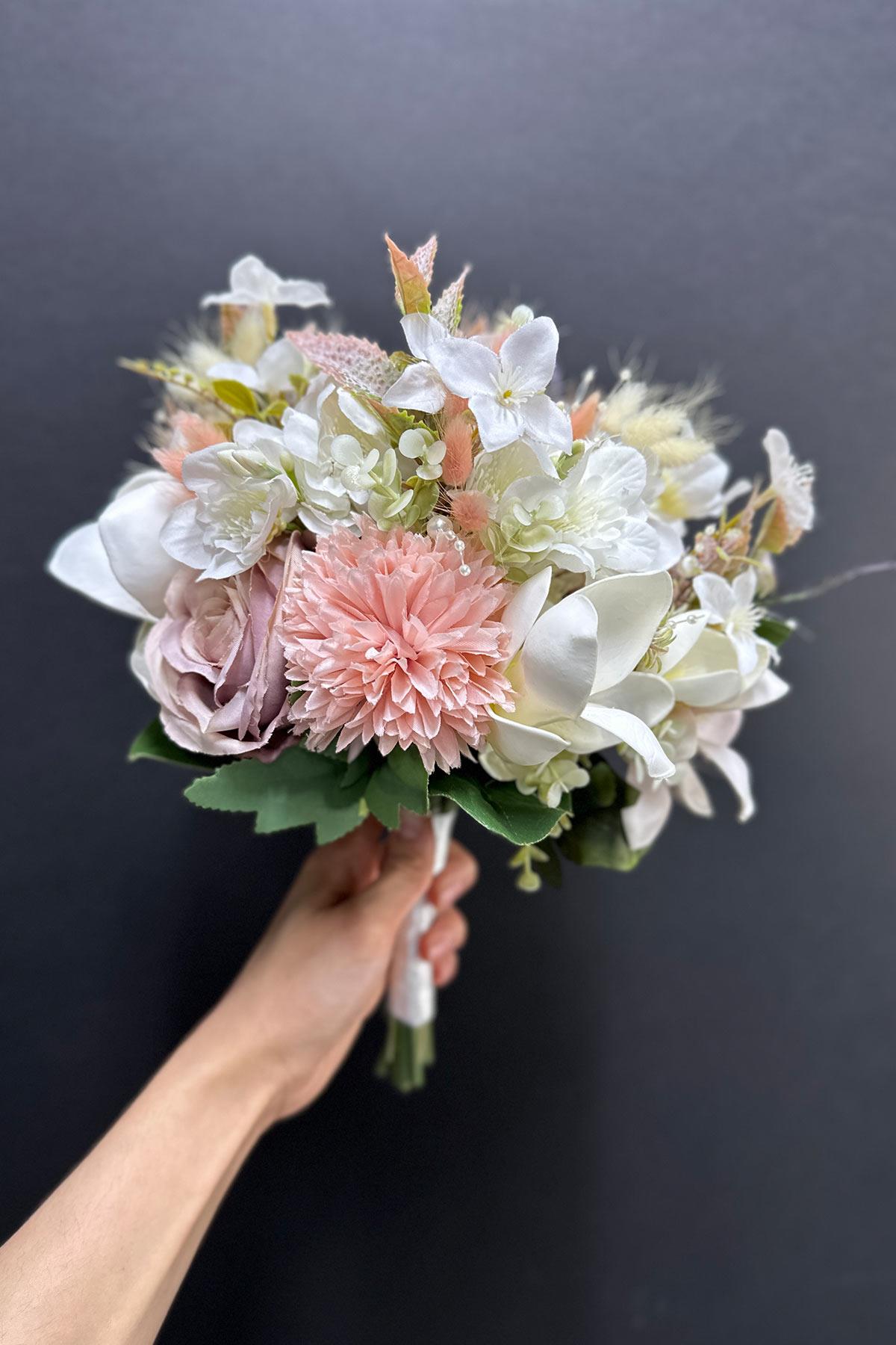 Star-shaped Flower and Pearl Embellished Mixed Bridal Boutonnière and Grooms Boutonnière