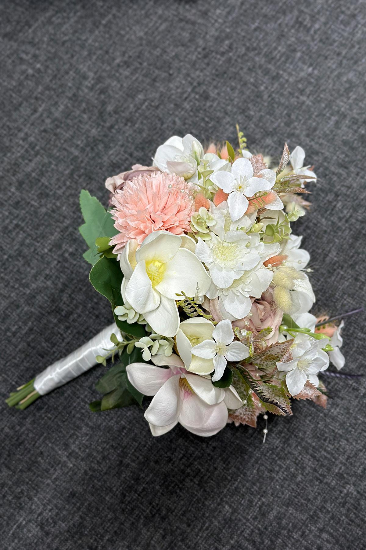 Star-shaped Flower and Pearl Embellished Mixed Bridal Boutonnière and Grooms Boutonnière