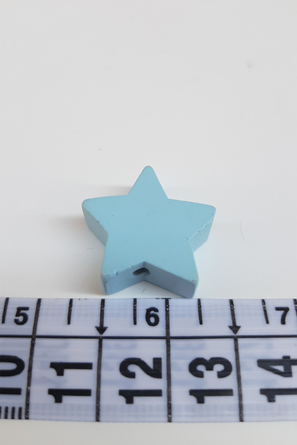 Star Patterned Light Blue Wooden Beads